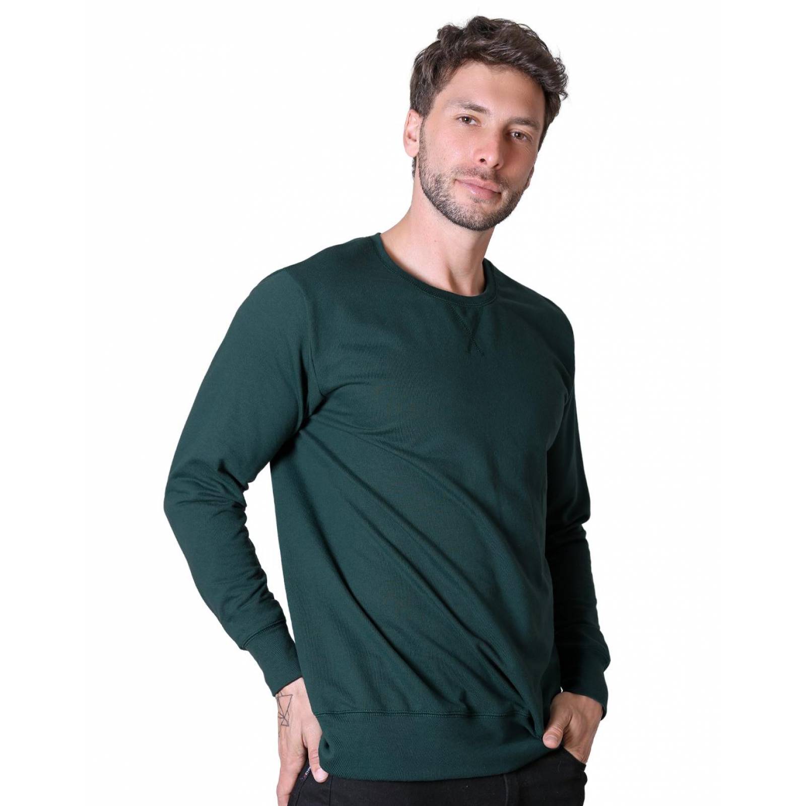 Sudadera Moda Sin Capucha Hombre Verde Optima 56504329 