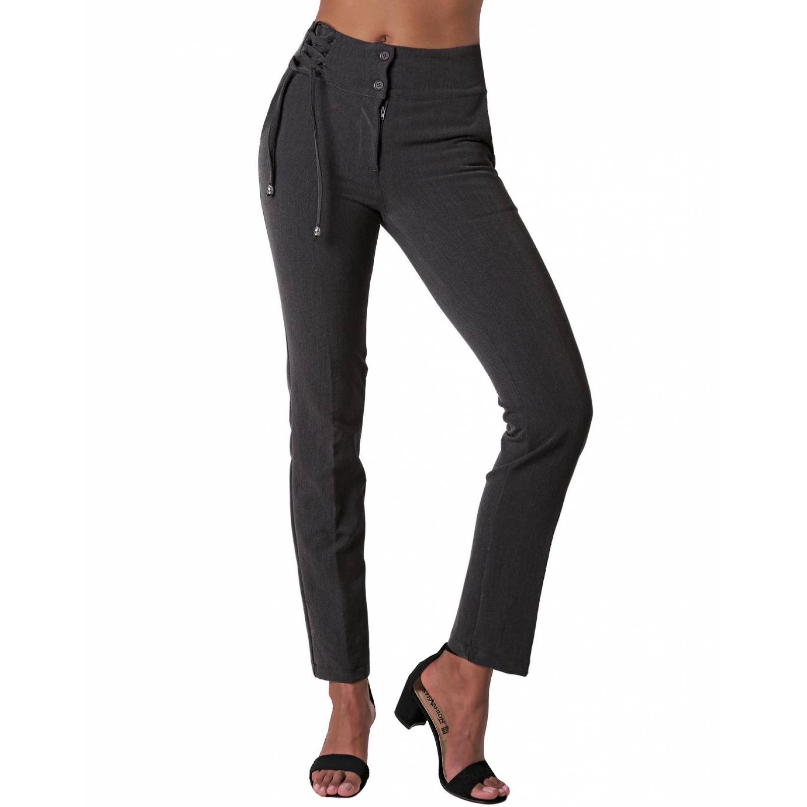 Pantalón Mujer Vestir Recto Gris Stfashion 79304058 