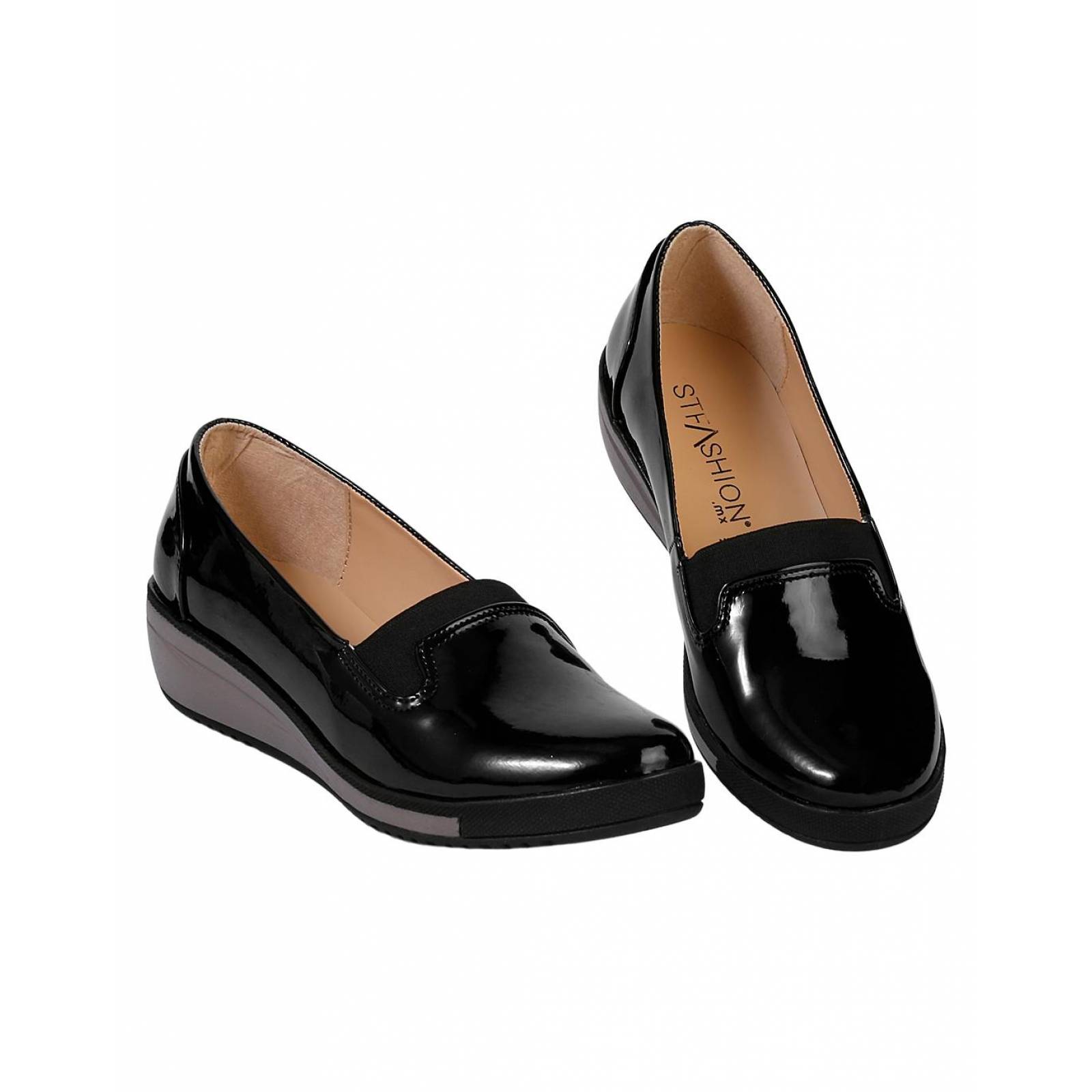 Zapato Casual Mujer Negro Tipo Charol Stfashion 20203703 