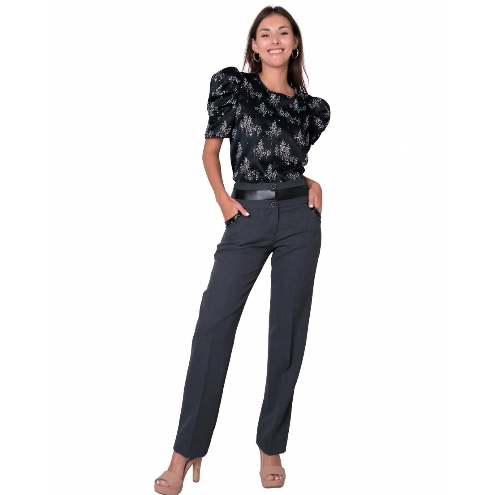 Pantalón Vestir Mujer Gris Stfashion 65704201 