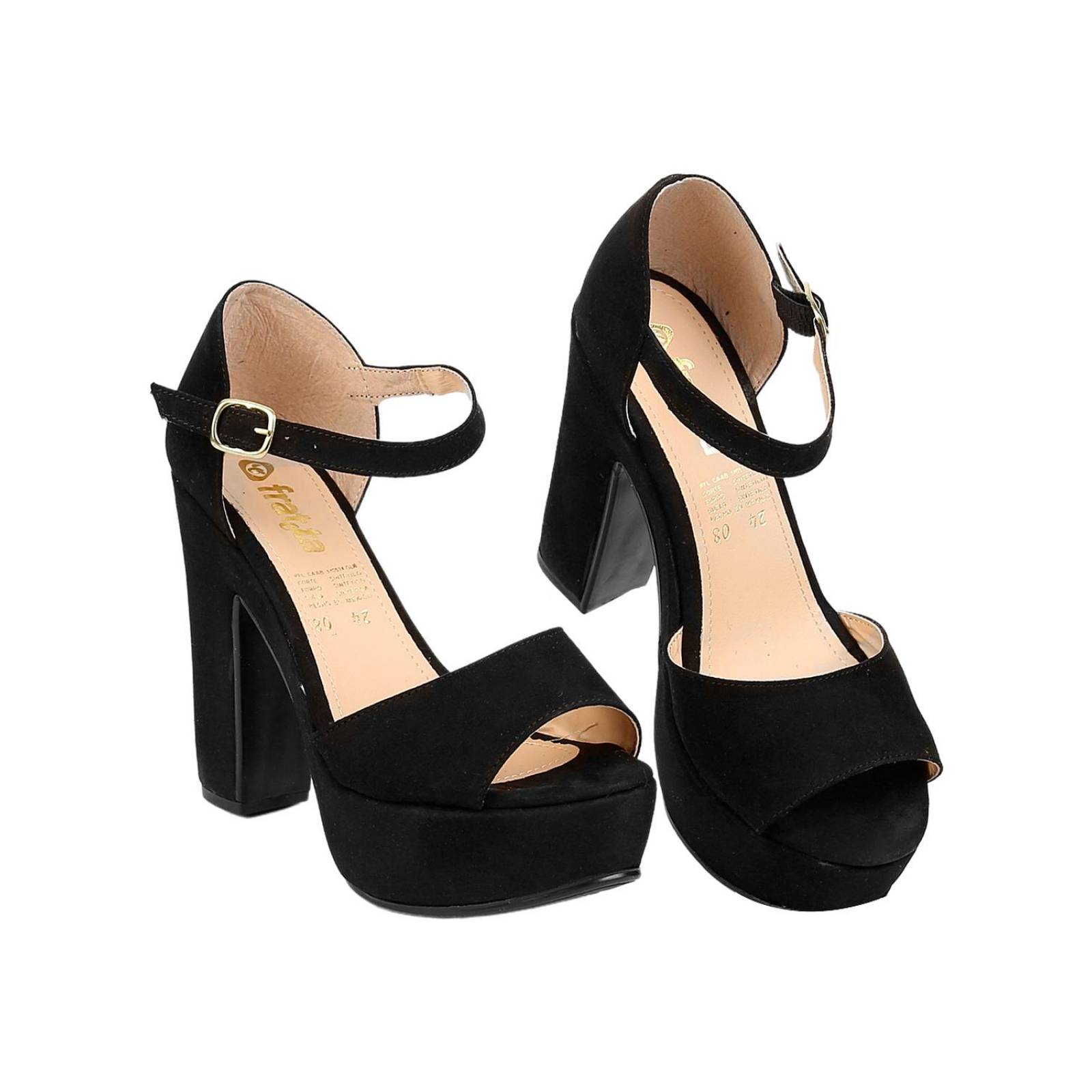 Sandalia Moda Tacon Mujer Negro Tipo Nobuk Frata 18303802