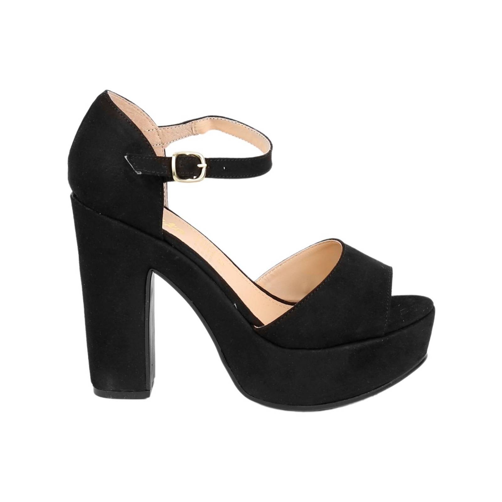 Sandalia Moda Tacon Mujer Negro Tipo Nobuk Frata 18303802 