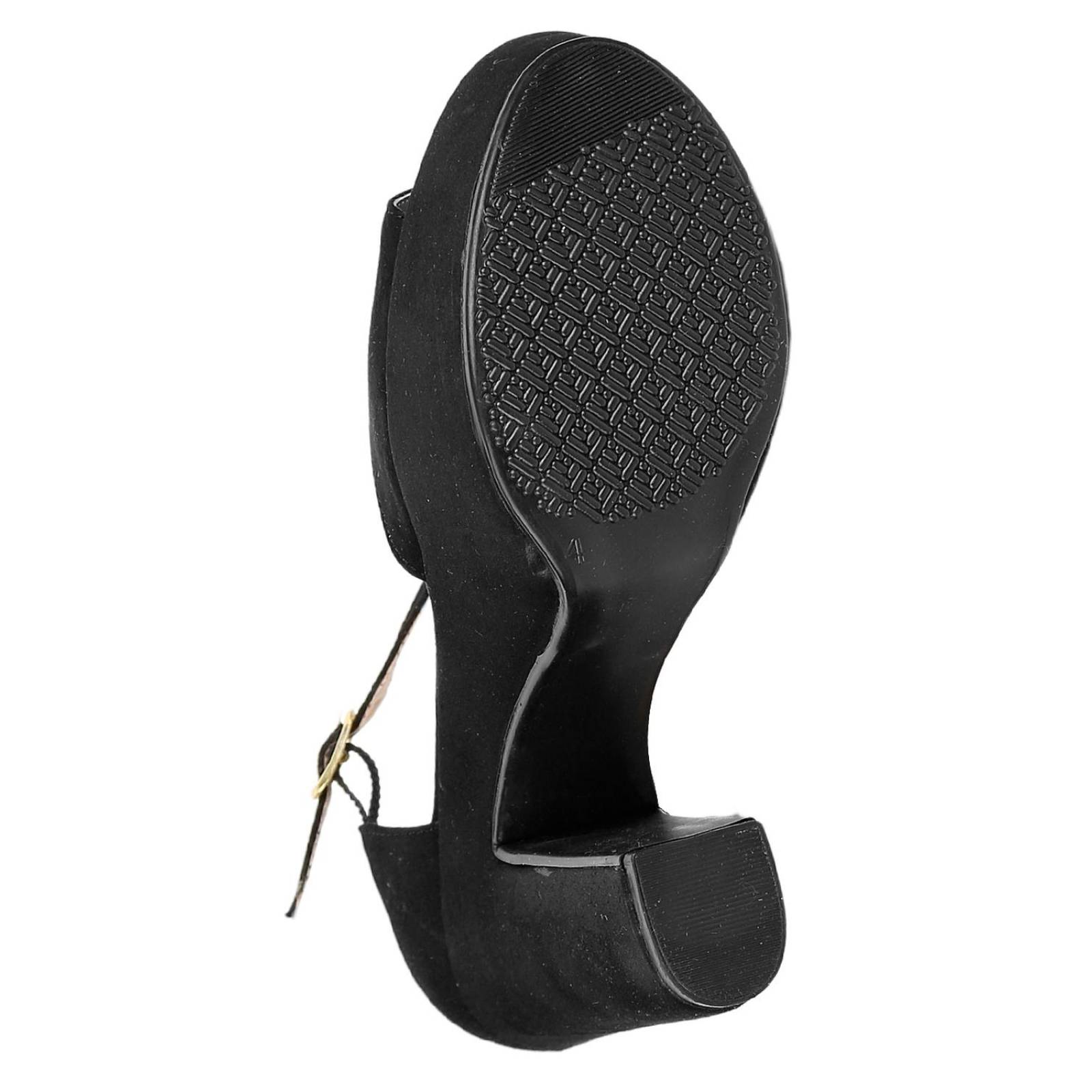 Sandalia Moda Tacon Mujer Negro Tipo Nobuk Frata 18303802 