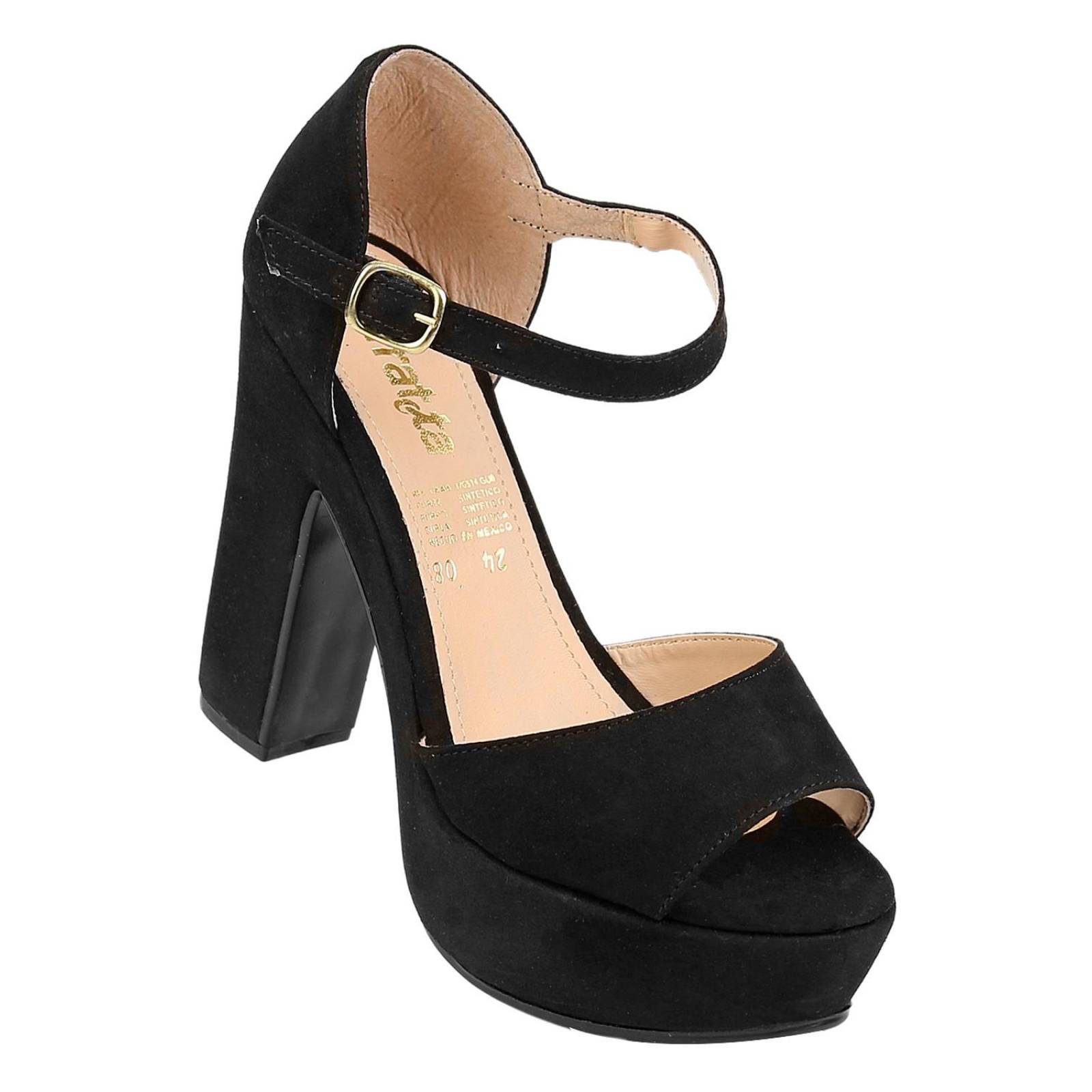 Sandalia Moda Tacon Mujer Negro Tipo Nobuk Frata 18303802 