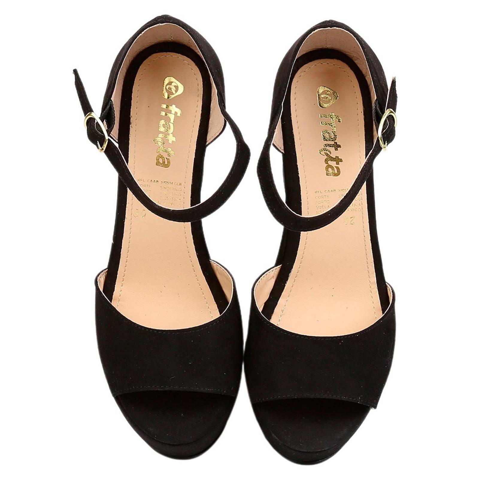 Sandalia Moda Tacon Mujer Negro Tipo Nobuk Frata 18303802 