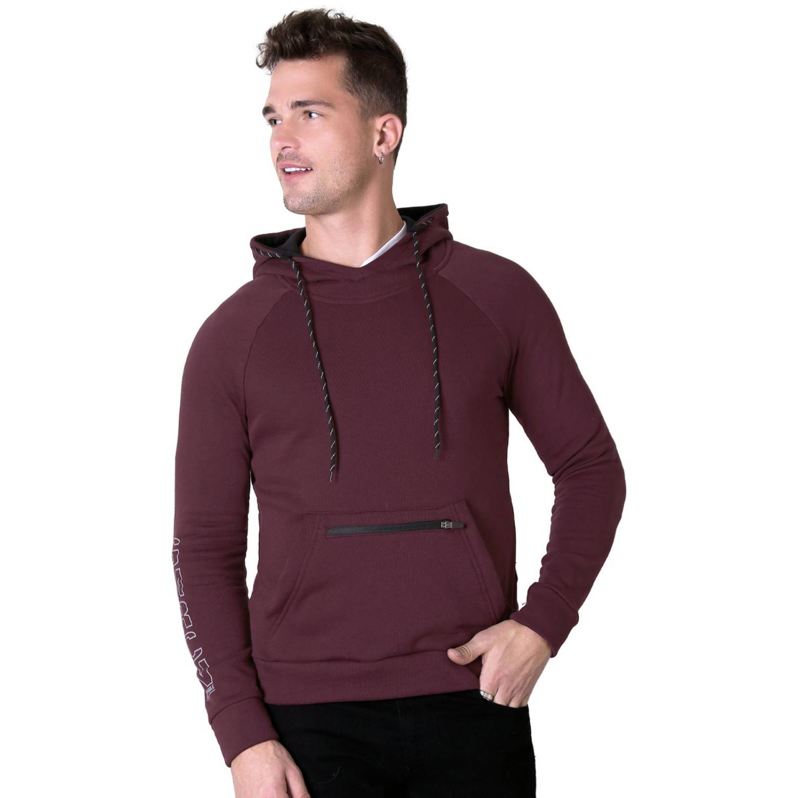 Sudadera Moda Con Capucha Hombre Vino Stfashion 71604414 