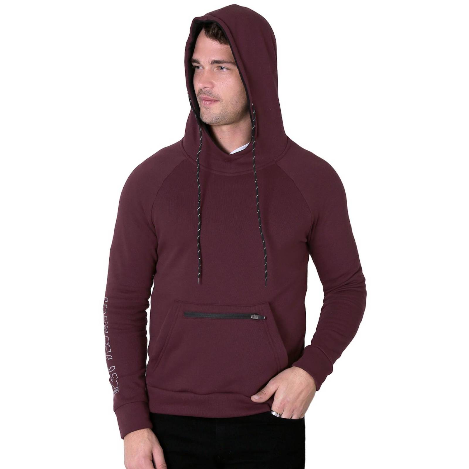 Sudadera Moda Con Capucha Hombre Vino Stfashion 71604414 