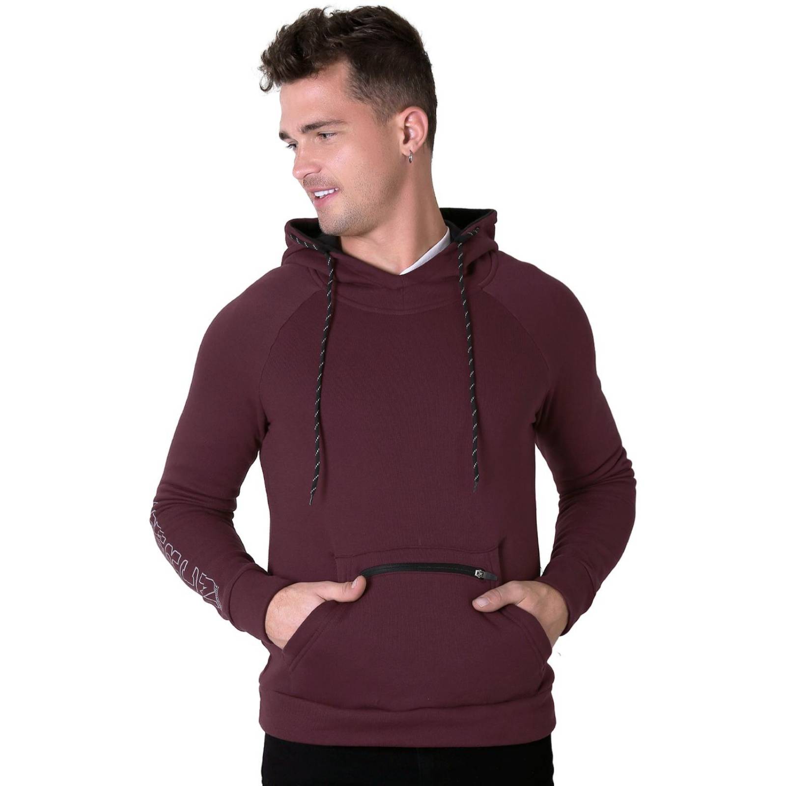 Sudadera Moda Con Capucha Hombre Vino Stfashion 71604414 