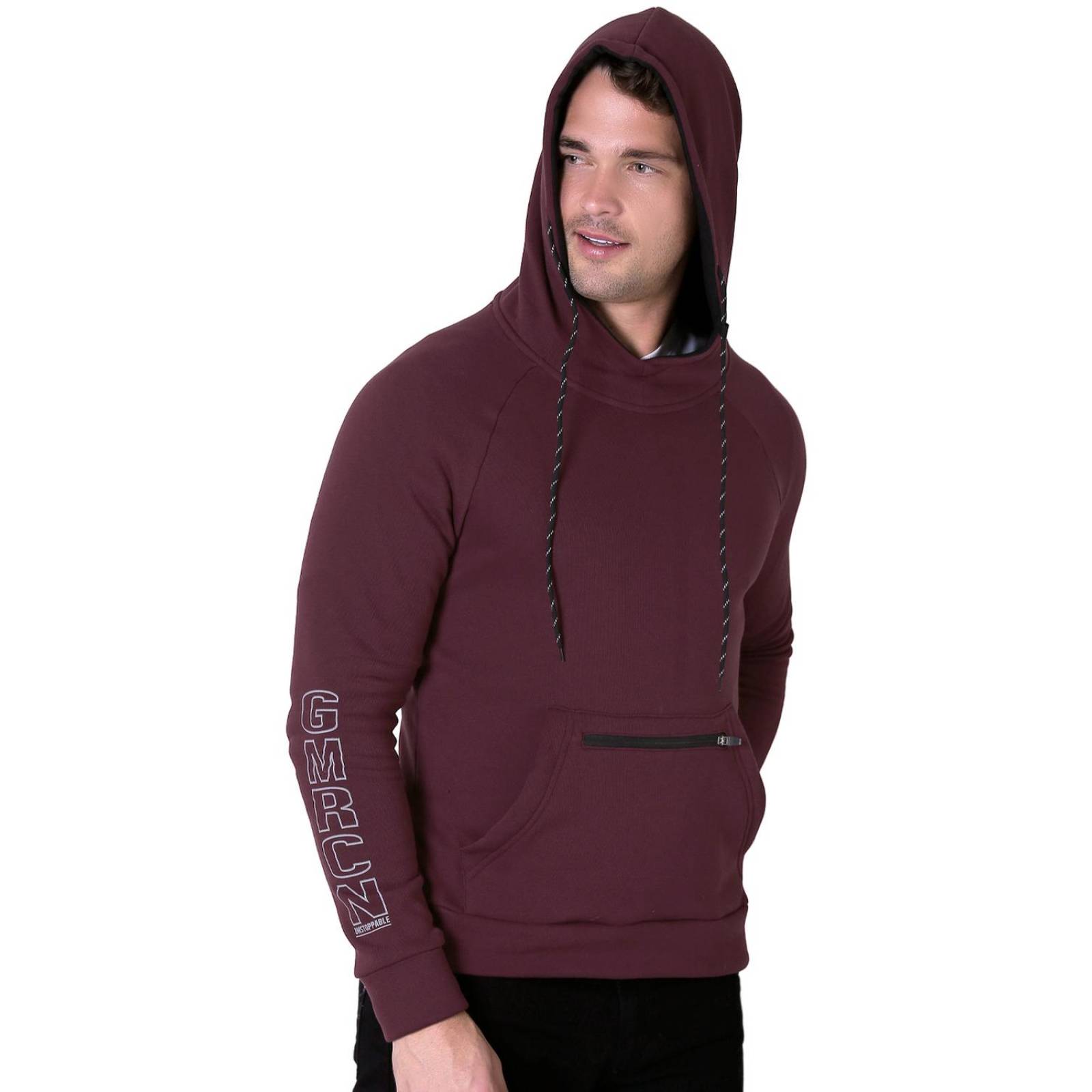 Sudadera Moda Con Capucha Hombre Vino Stfashion 71604414 