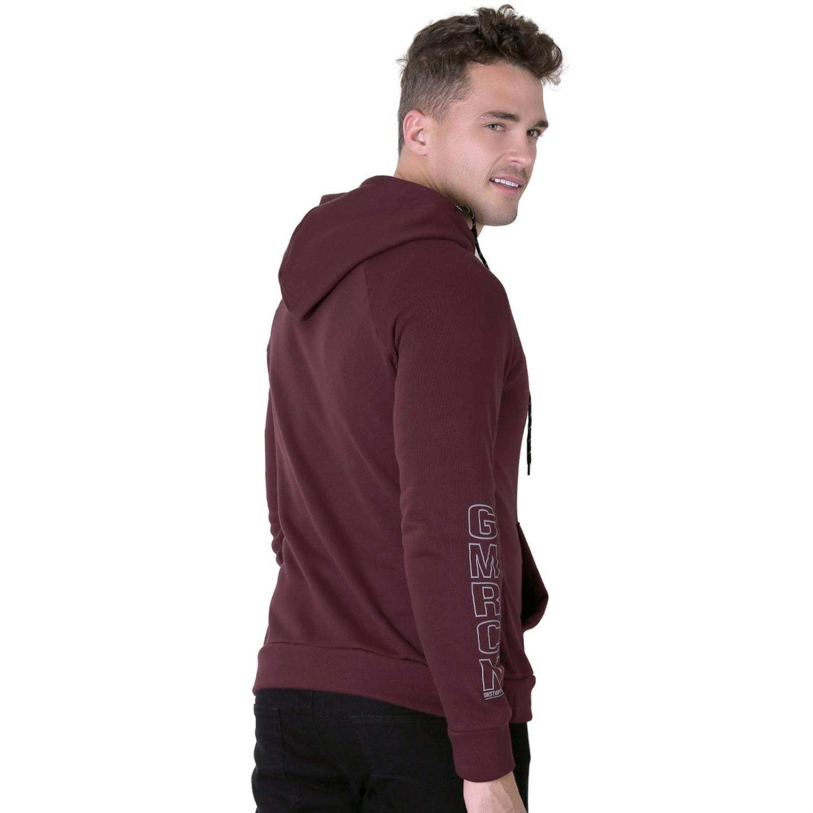 Sudadera Moda Con Capucha Hombre Vino Stfashion 71604414 