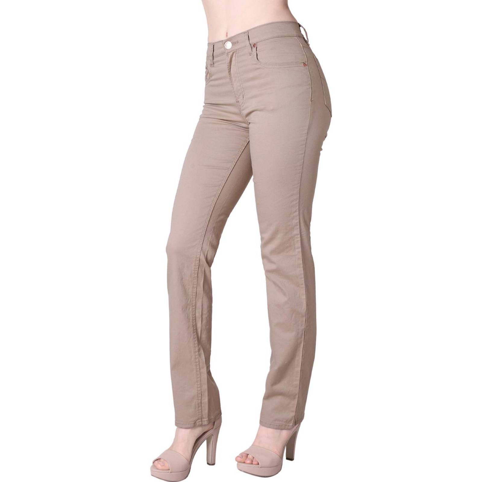 Pantalón Casual Mujer Oggi Khaki 59102049 Gabardina Stretch 7 Beige