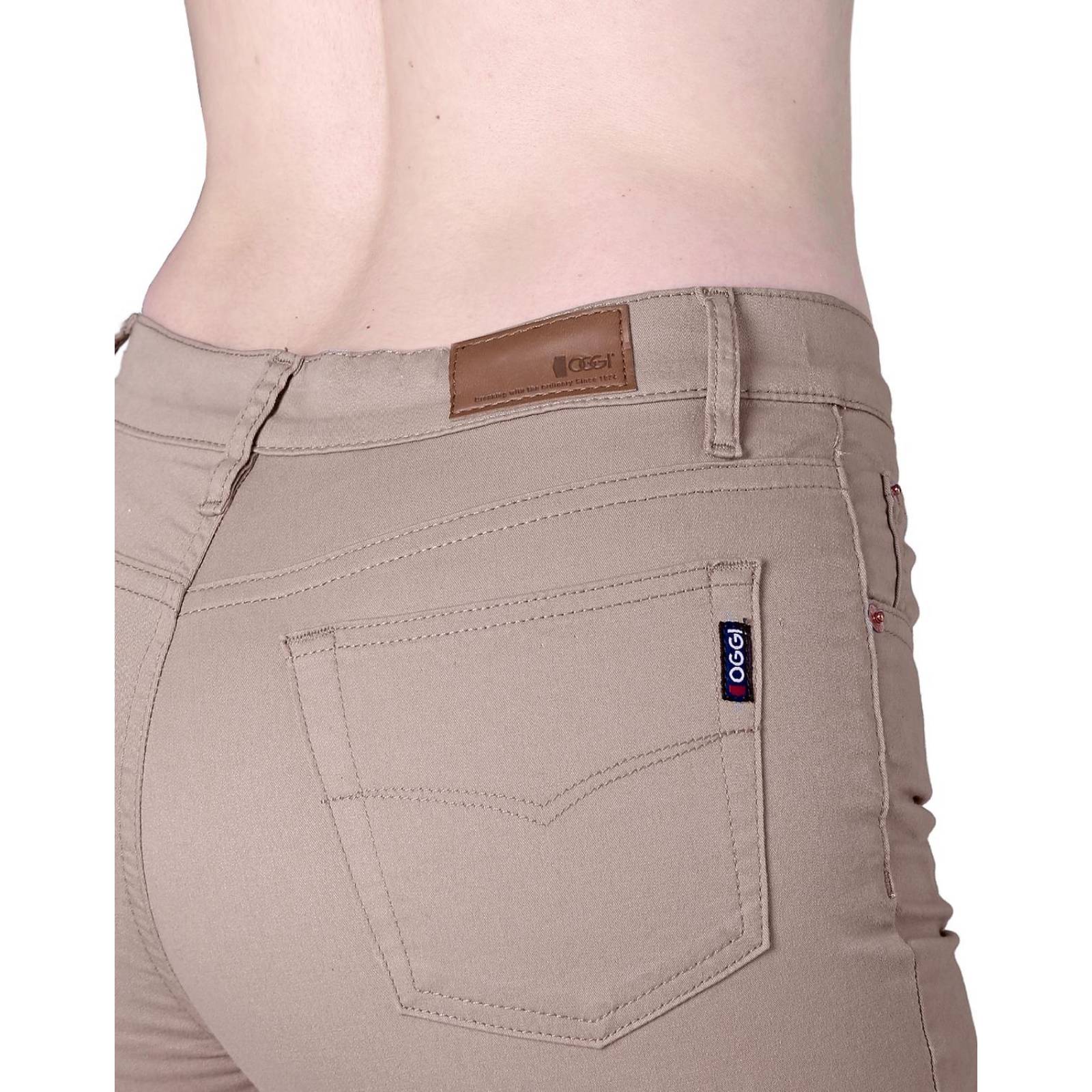 Pantalón Casual Mujer Oggi Khaki 59102049 Gabardina Stretch 7 Beige