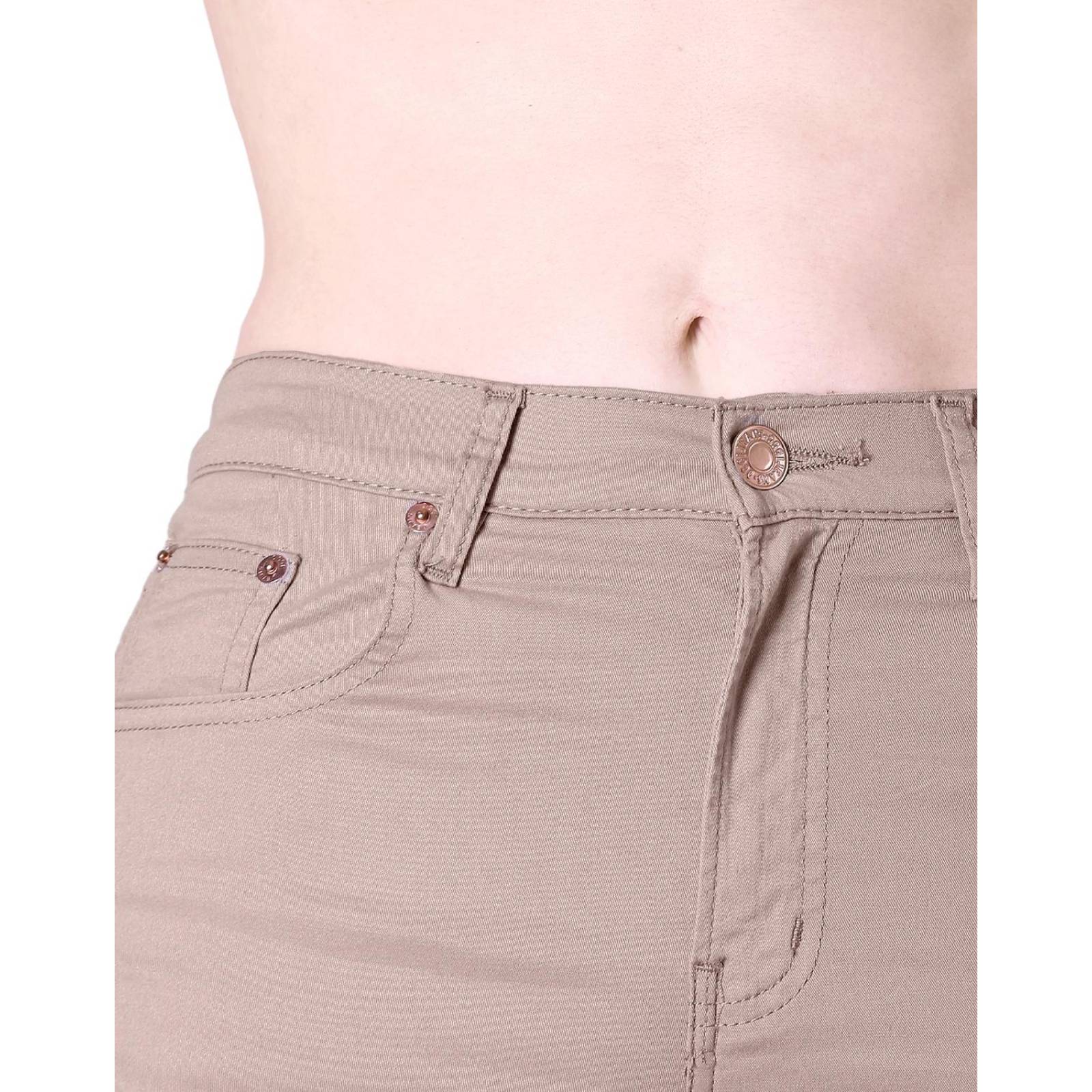 Pantalón Casual Mujer Oggi Khaki 59102049 Gabardina Stretch 7 Beige