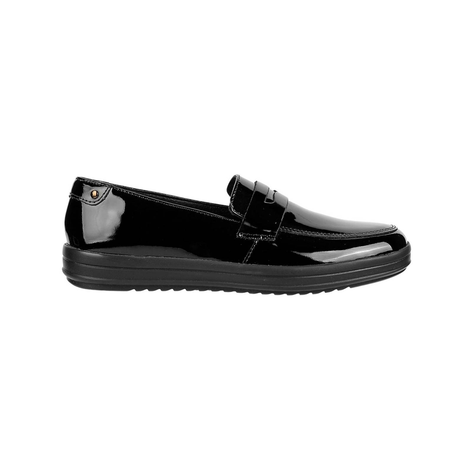 Zapato Casual Piso Mujer Negro Charol De Piel Flexi 02503805 