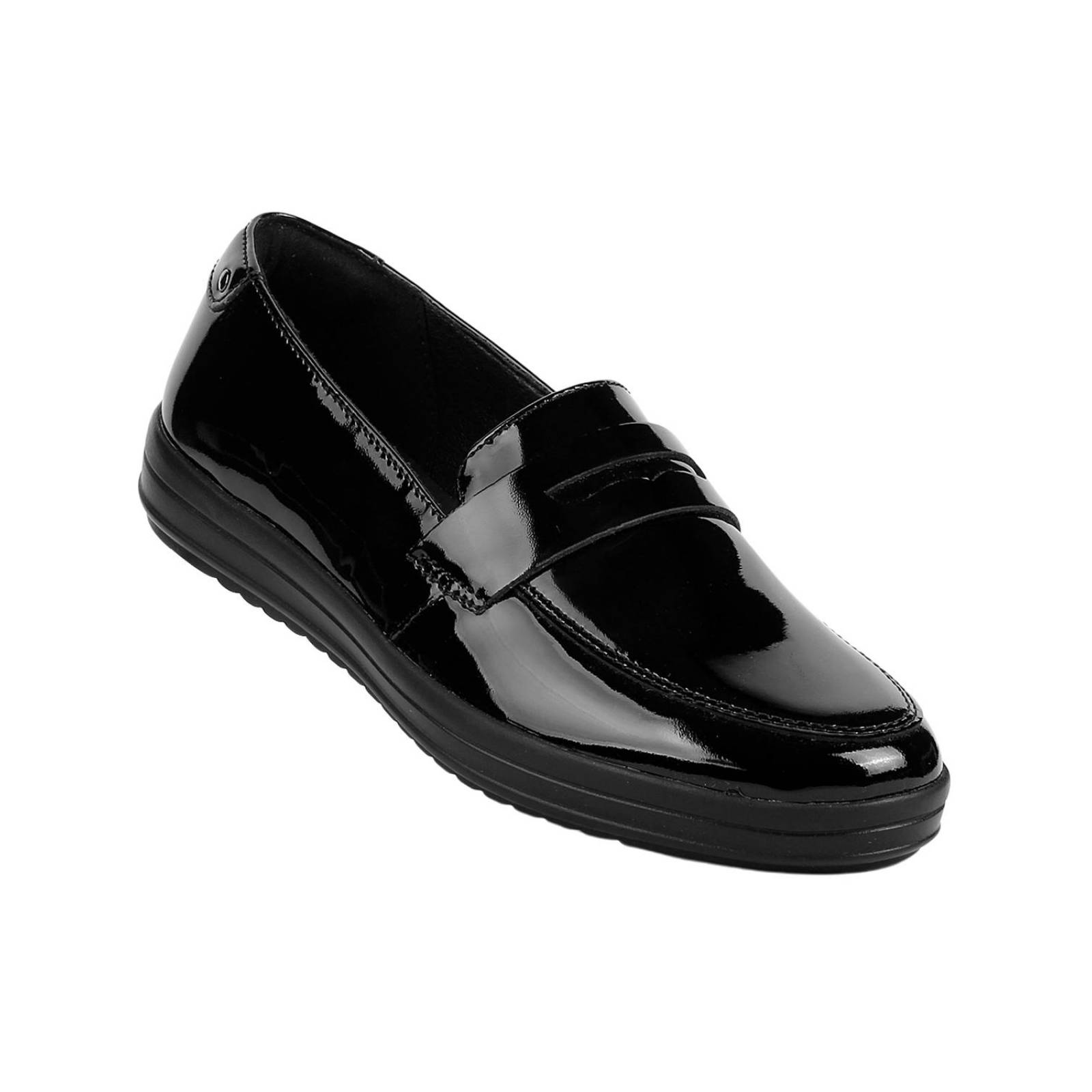 Zapato Casual Piso Mujer Negro Charol De Piel Flexi 02503805 