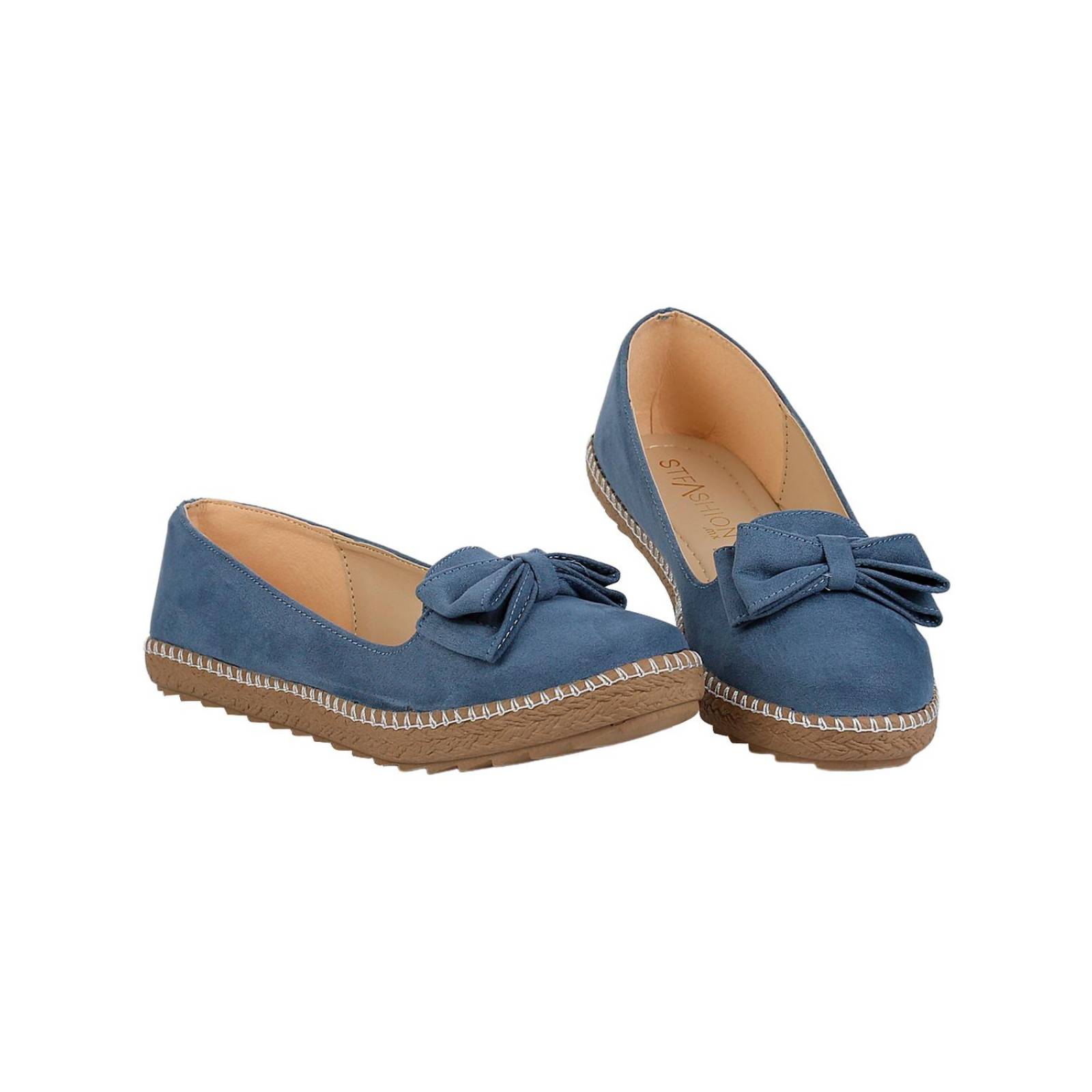 Zapato Moda Piso Mujer Azul Tipo Nobuk Stfashion 12303802