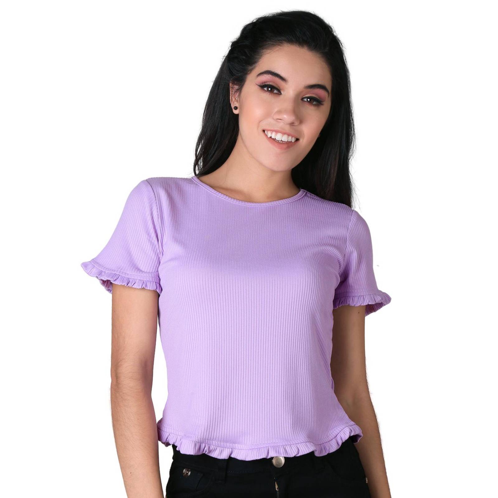 Playera Mujer Moda Camiseta Lila Stfashion 72604634 .