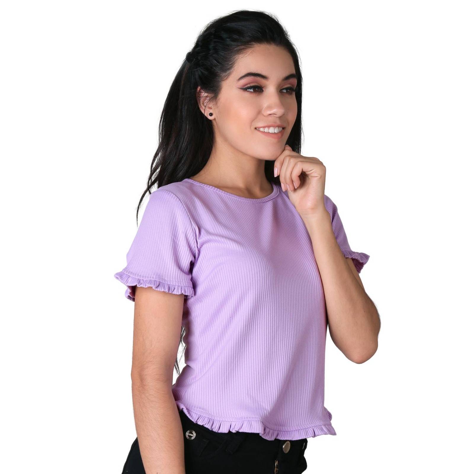 Playera Mujer Moda Camiseta Lila Stfashion 72604634 .