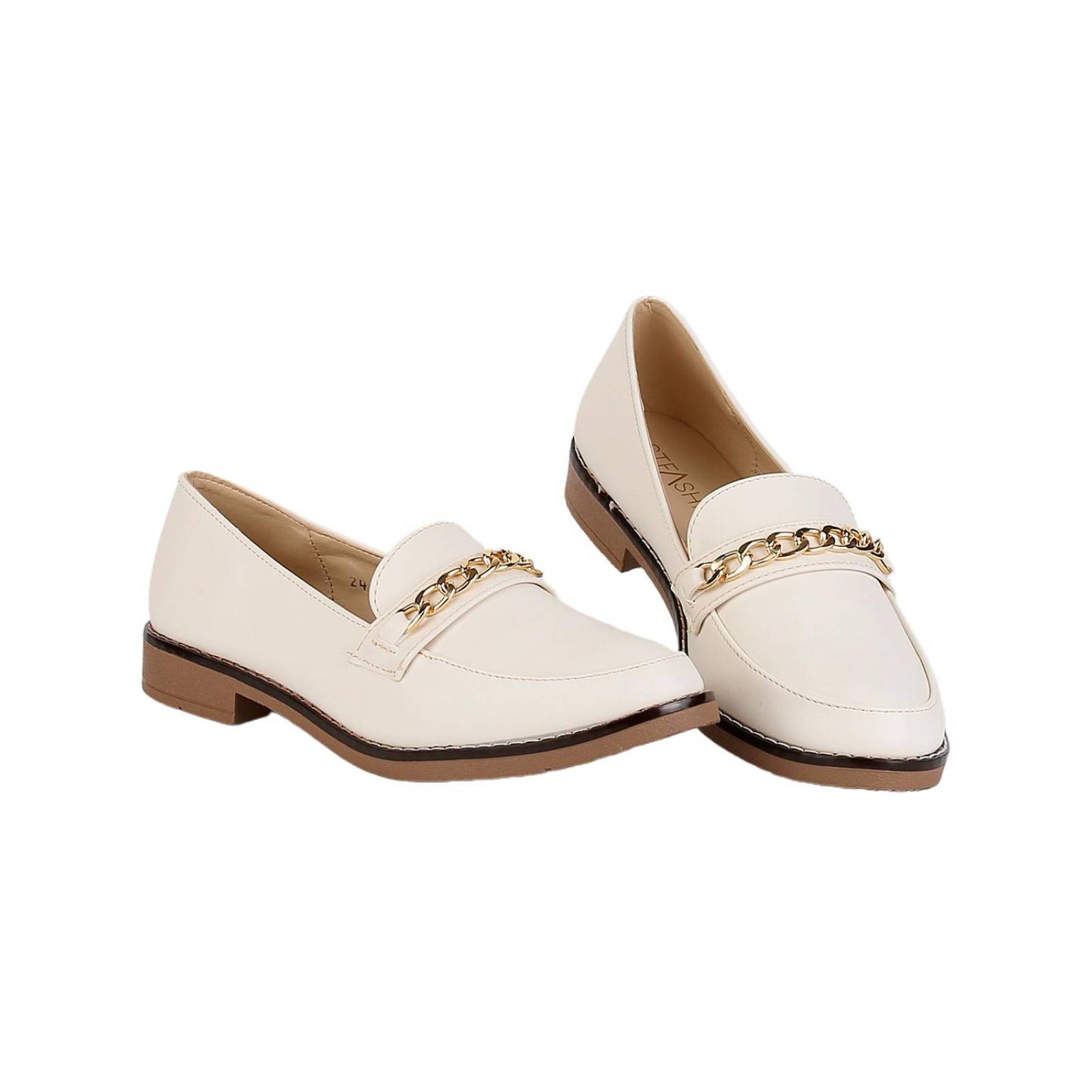 Zapato Casual Piso Mujer Crema Tacto Piel Stfashion 04803808 