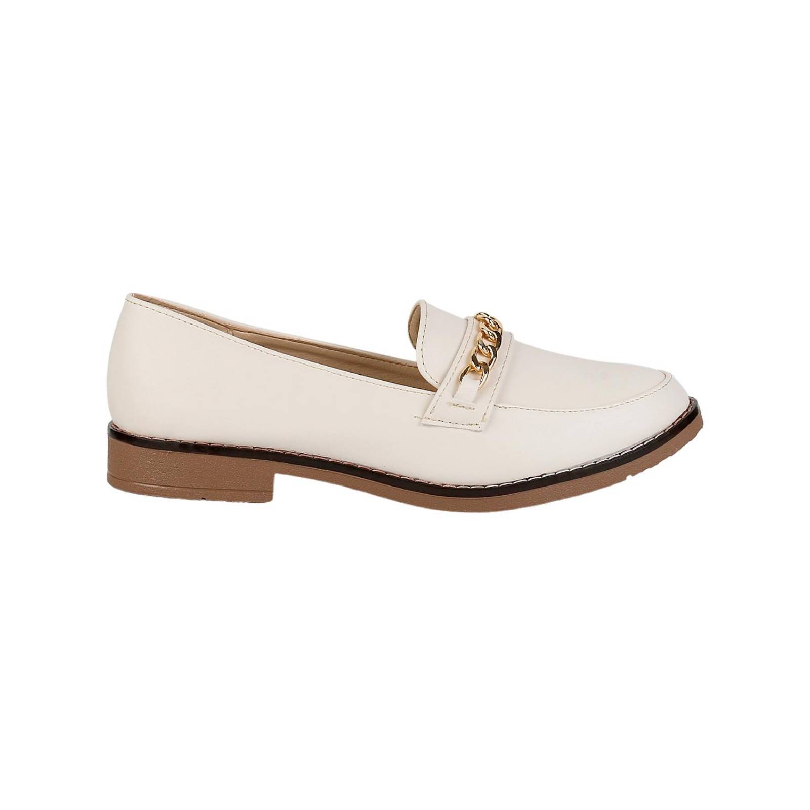Zapato Casual Piso Mujer Crema Tacto Piel Stfashion 04803808 