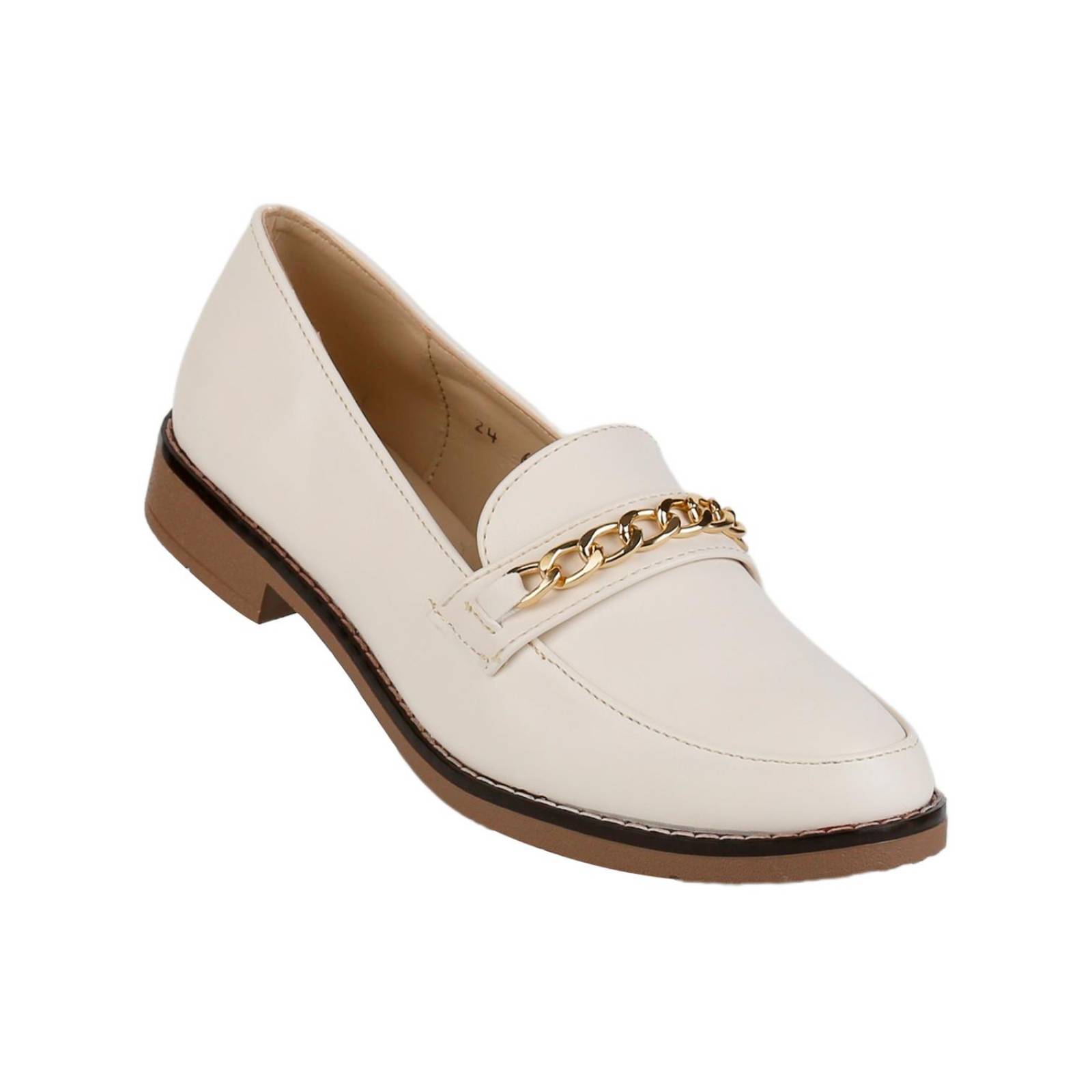 Zapato Casual Piso Mujer Crema Tacto Piel Stfashion 04803808 