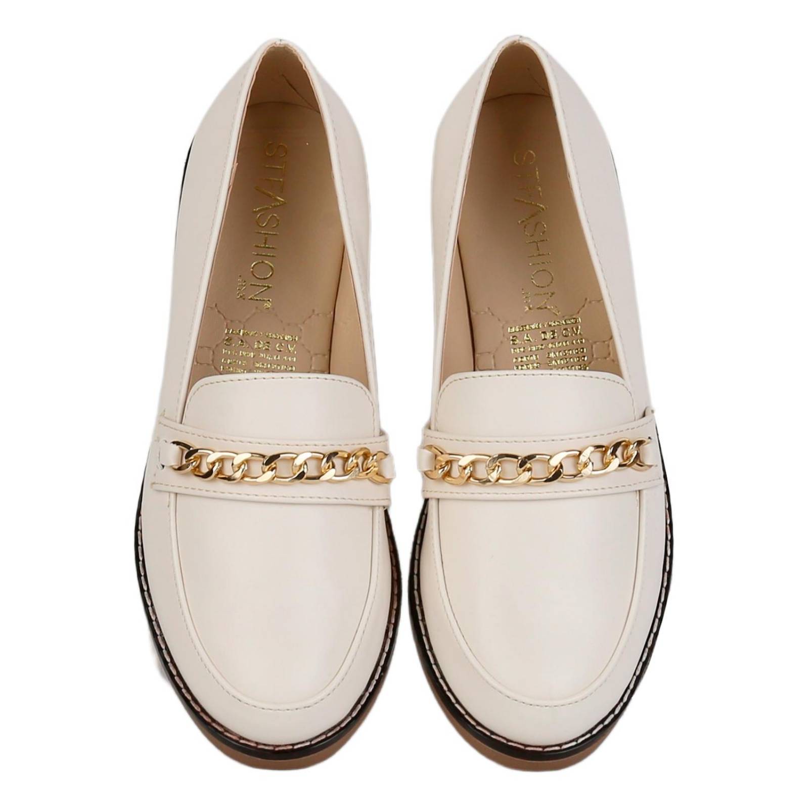 Zapato Casual Piso Mujer Crema Tacto Piel Stfashion 04803808 