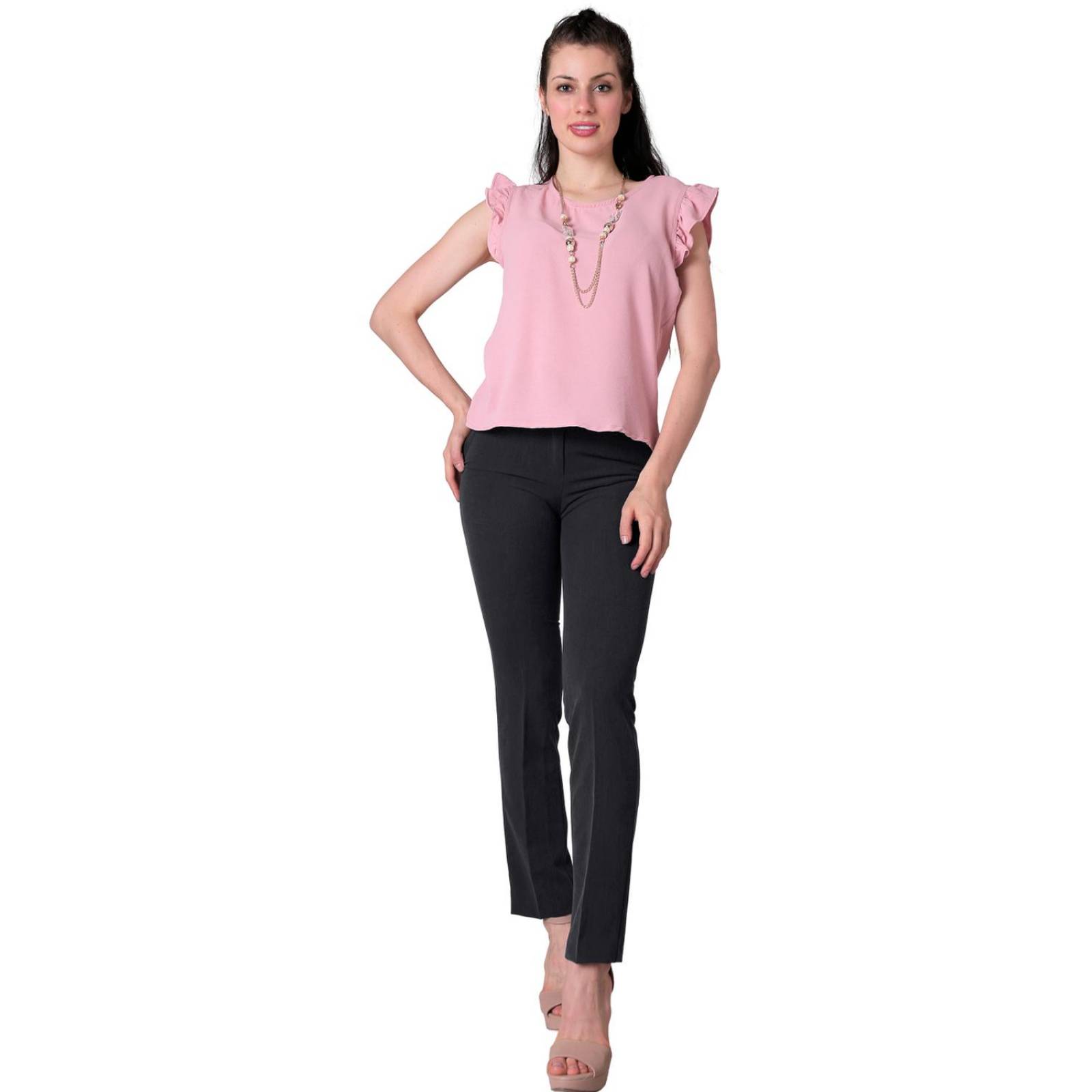 Pantalón Mujer Vestir Recto Gris Barbary 65703003 Oxford 13