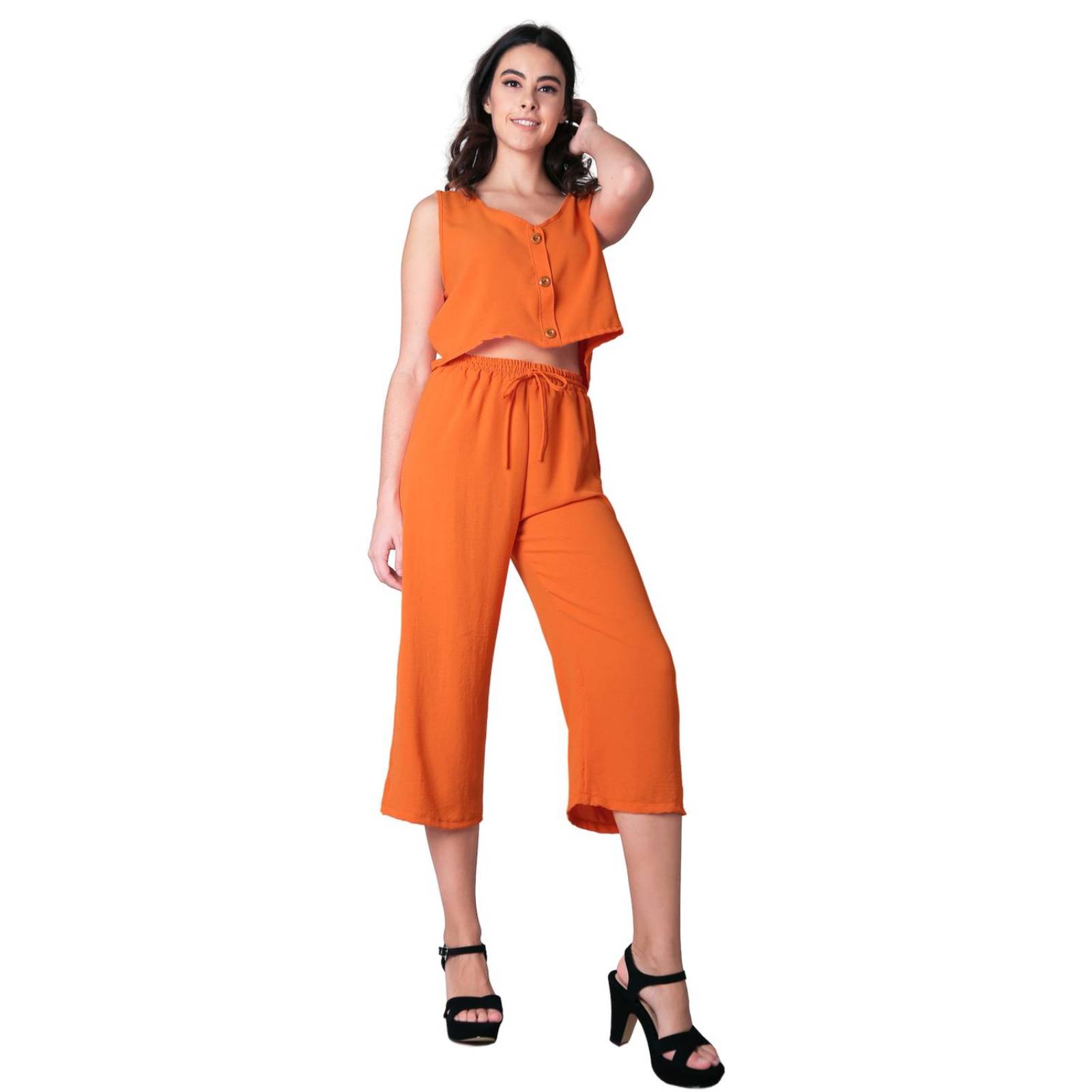 Pantalón Moda Recto Mujer Naranja Stfashion 52404604 