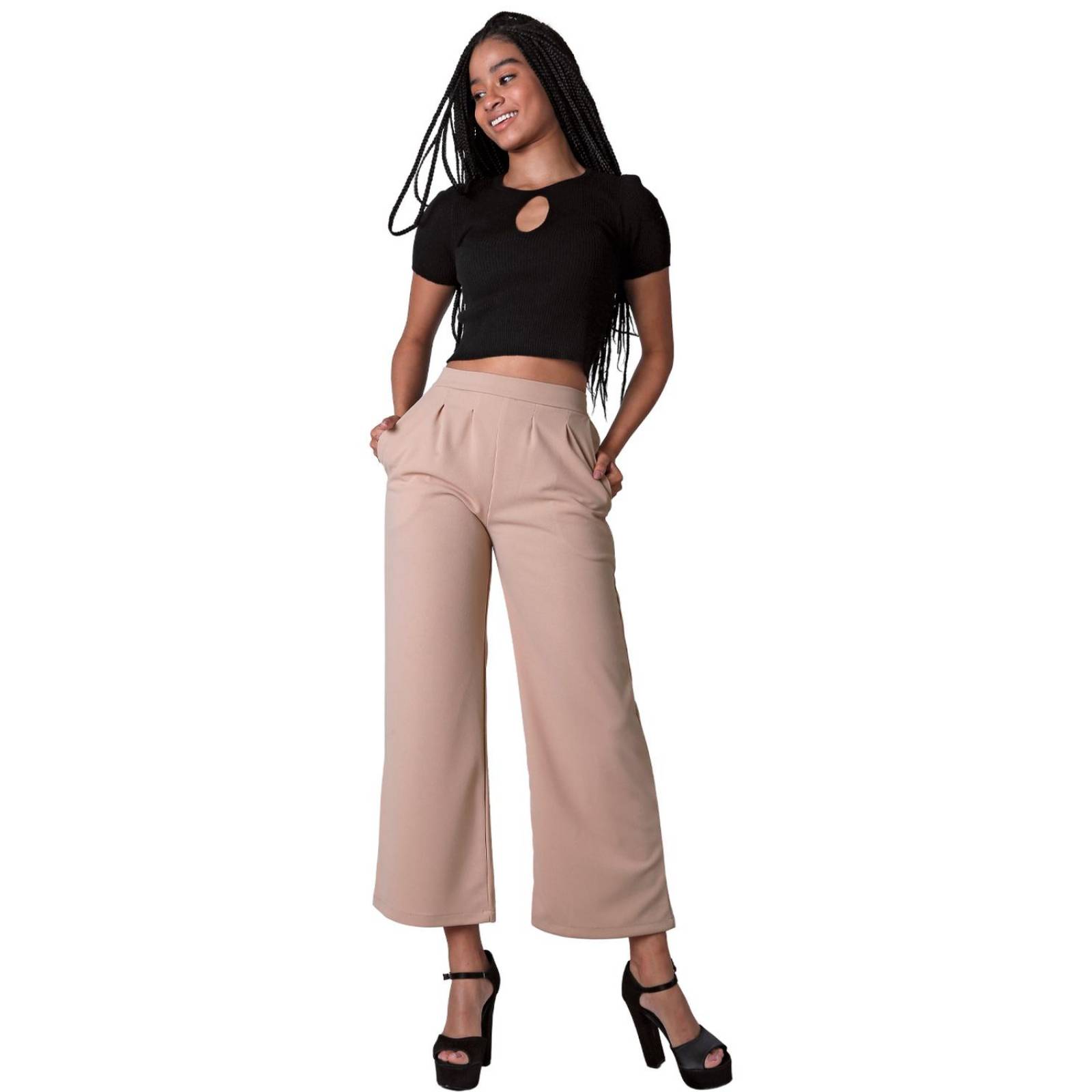 Pantalón Mujer Moda Recto Beige Stfashion 52404629 