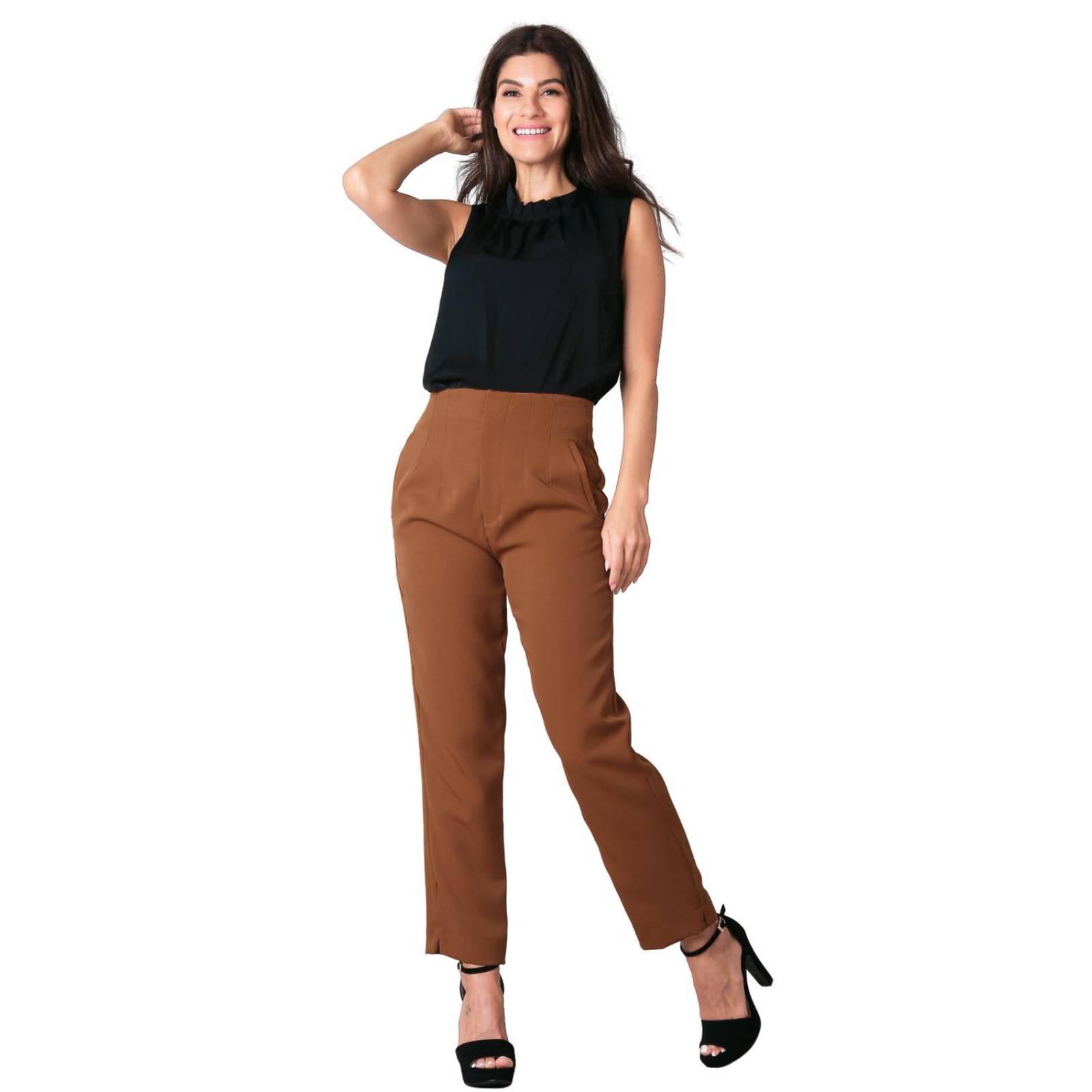 Pantalón Mujer Vestir Skinny Café Stfashion 72904647 .