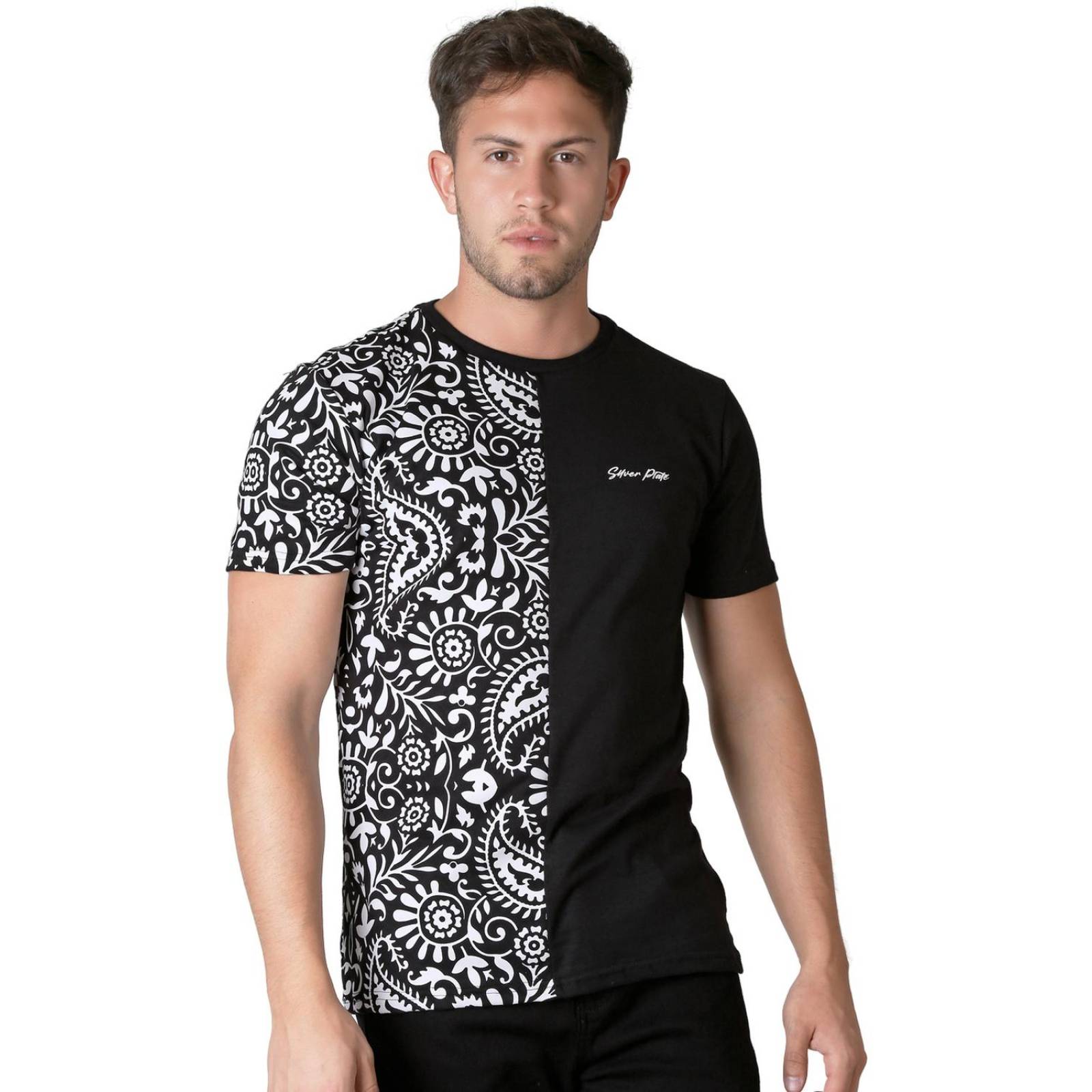 Playera Moda Camiseta Hombre Negro Silver Plate 60204600 