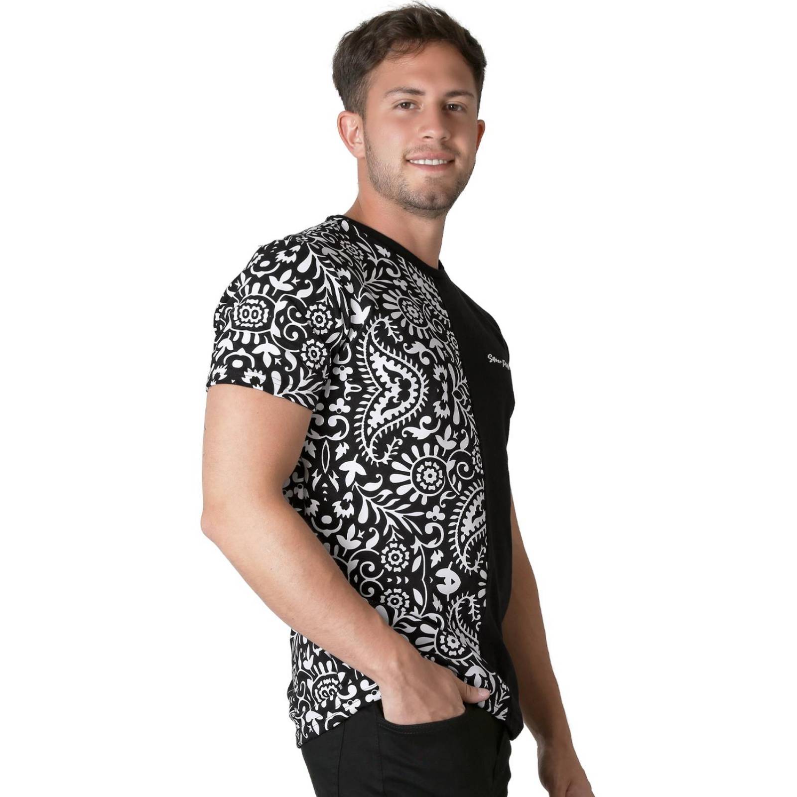 Playera Moda Camiseta Hombre Negro Silver Plate 60204600 