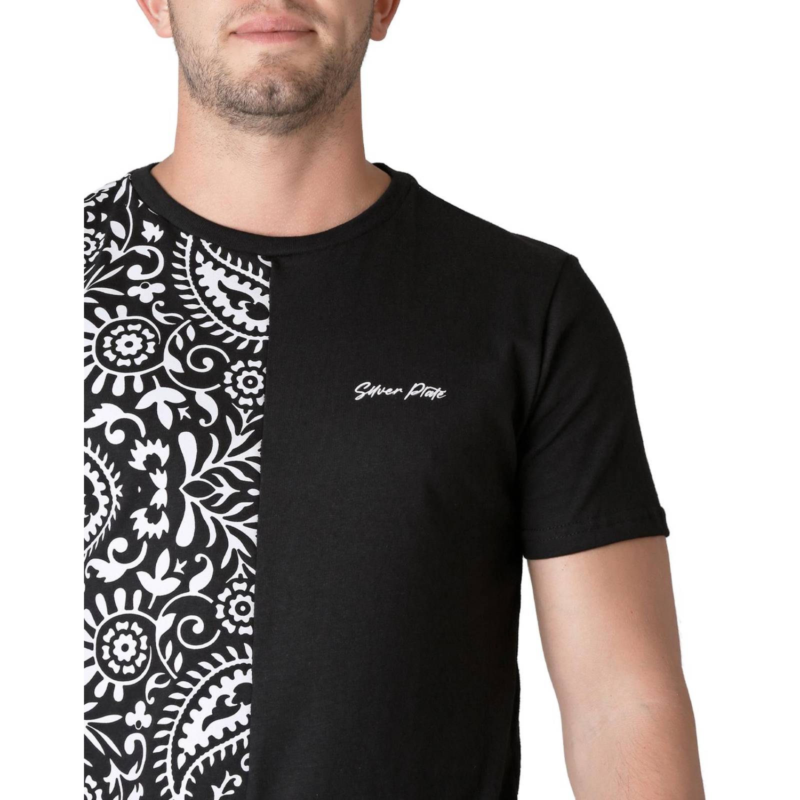 Playera Moda Camiseta Hombre Negro Silver Plate 60204600 