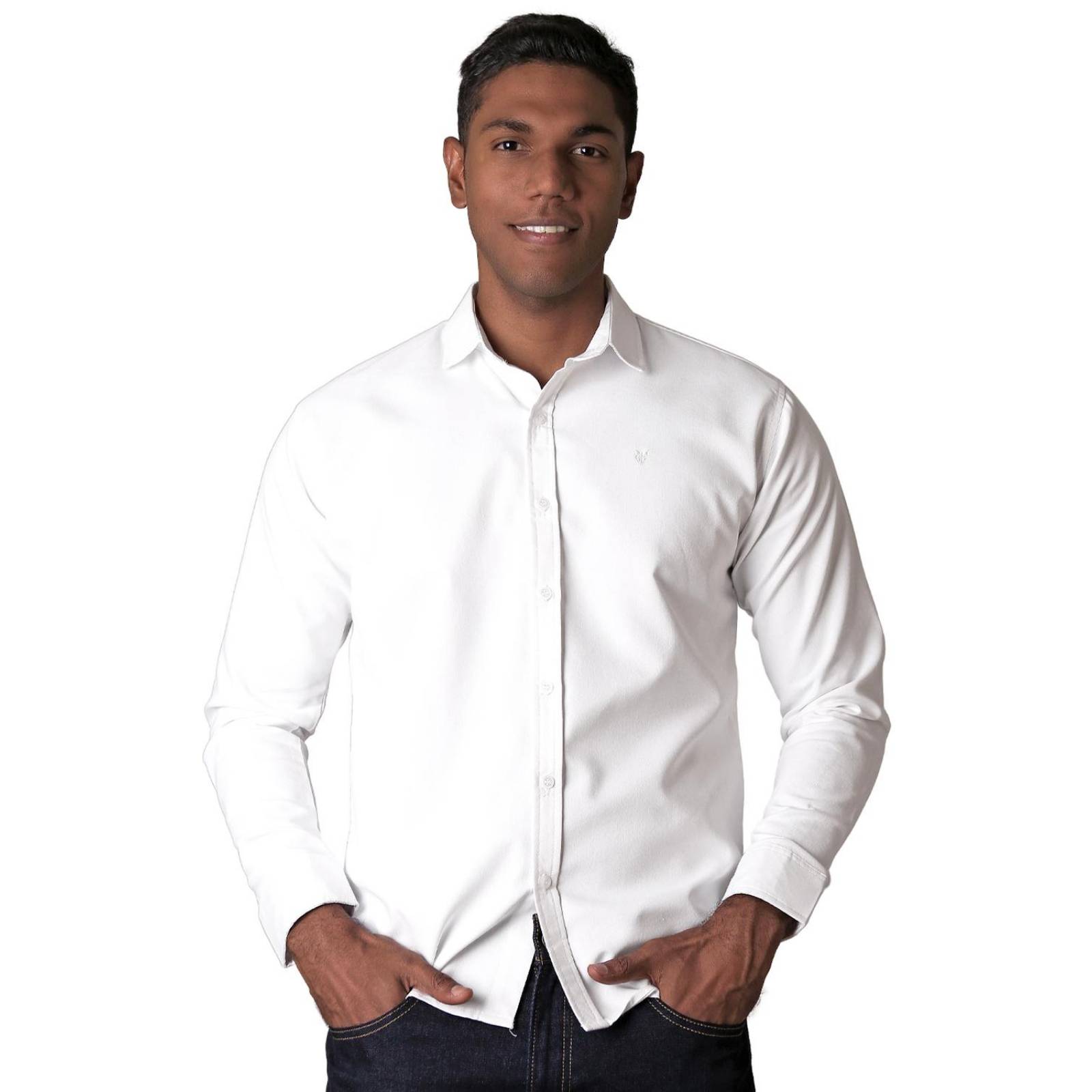 Camisa Casual Slim Cuello Americano Mga Larga Lisa 50509003 