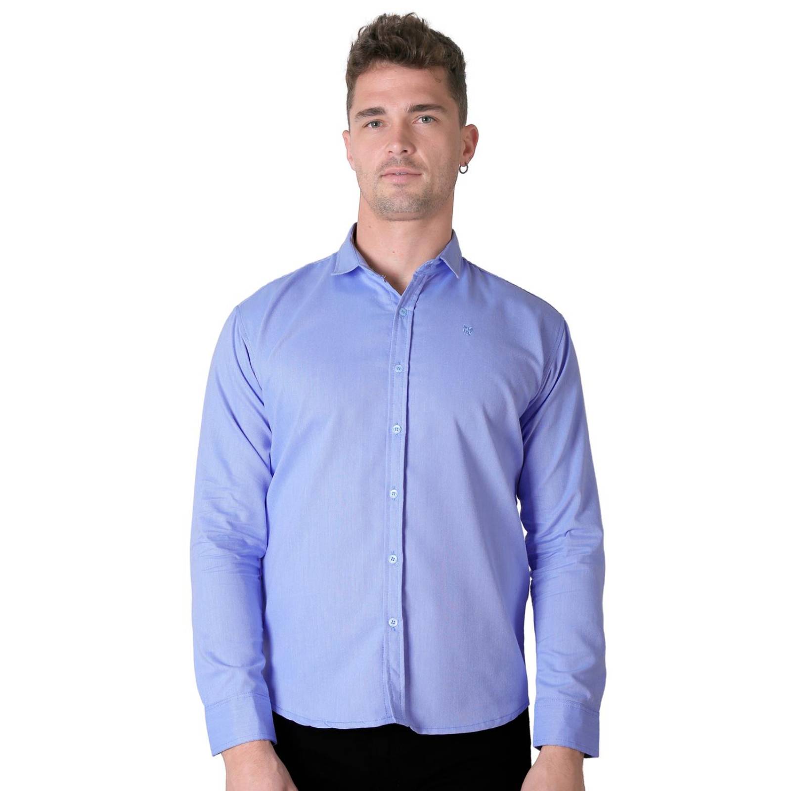 Camisa Casual Slim Cuello Americano Mga Larga Lisa 50509003 