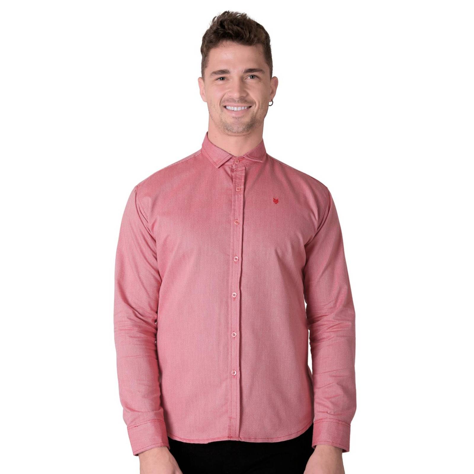 Camisa Casual Slim Cuello Americano Mga Larga Lisa 50509003 