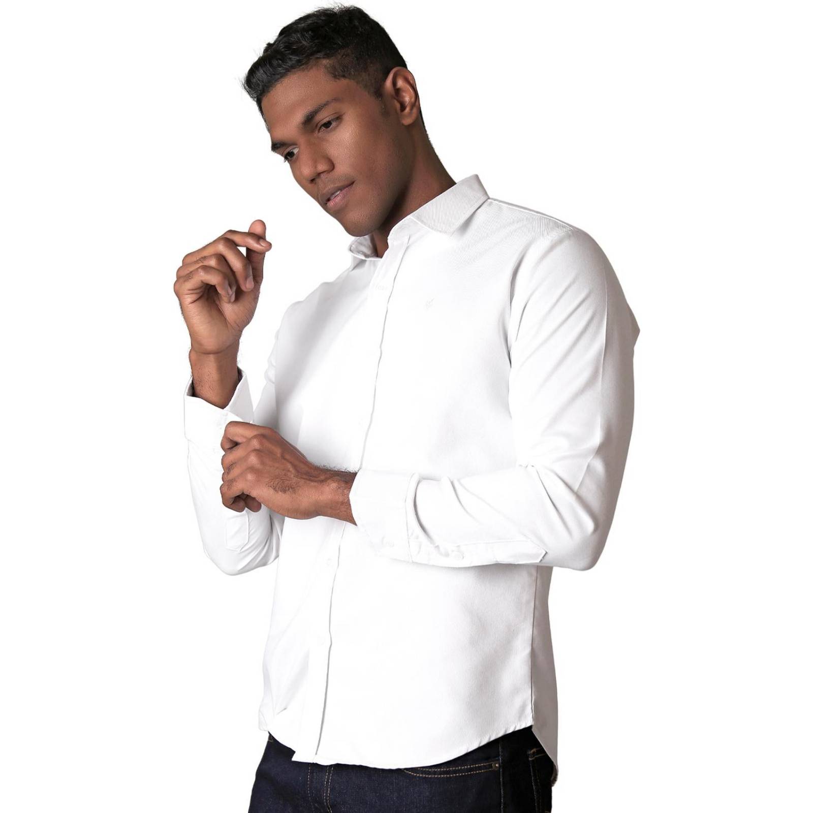 Camisa Casual Slim Cuello Americano Mga Larga Lisa 50509003 