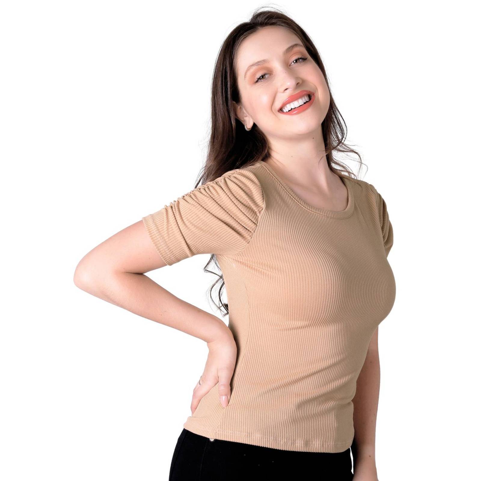 Playera Mujer Básico Camiseta Café Stfashion 50004639 