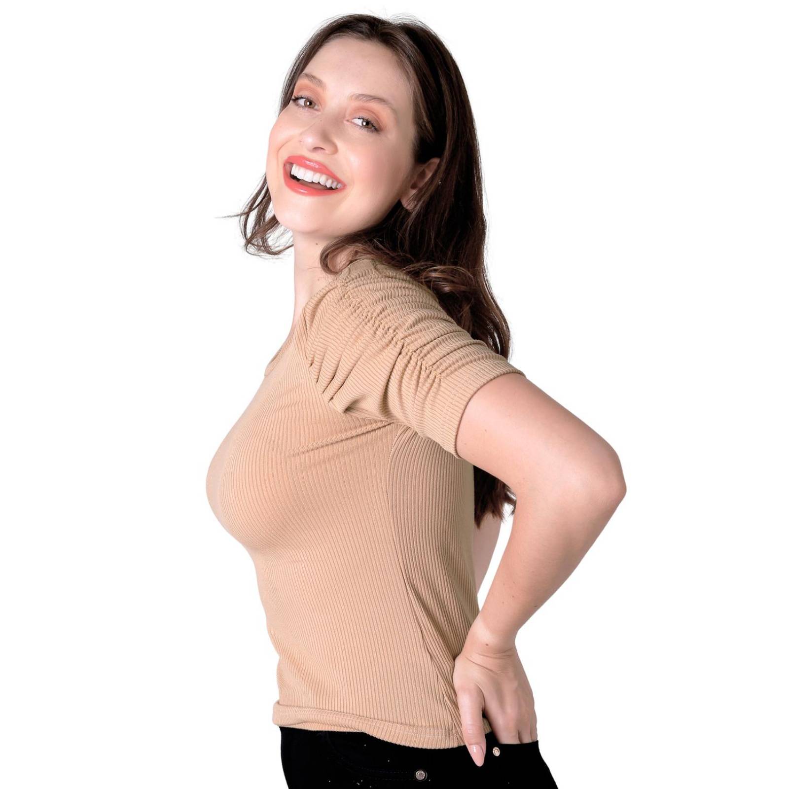 Playera Mujer Básico Camiseta Café Stfashion 50004639 