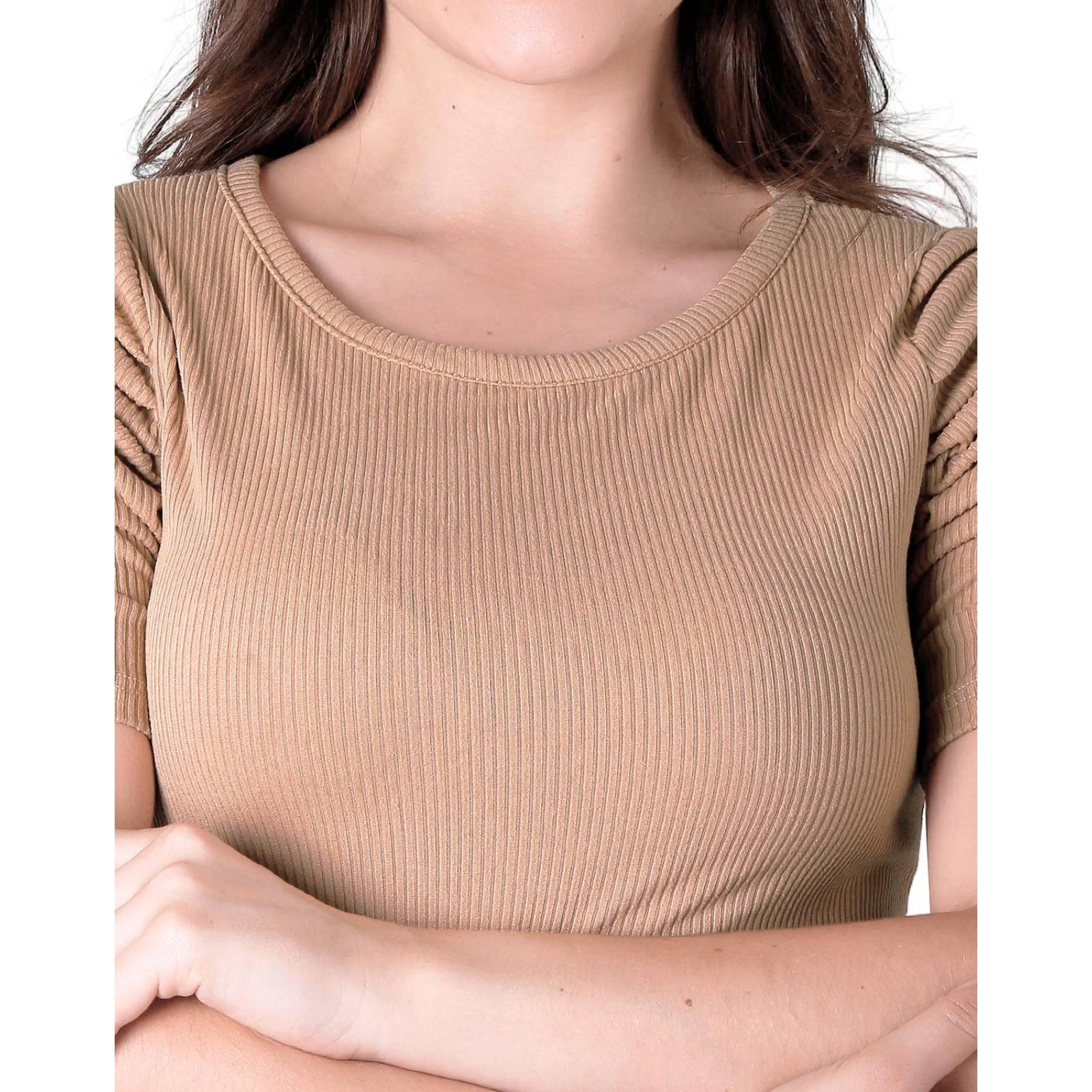 Playera Mujer Básico Camiseta Café Stfashion 50004639 