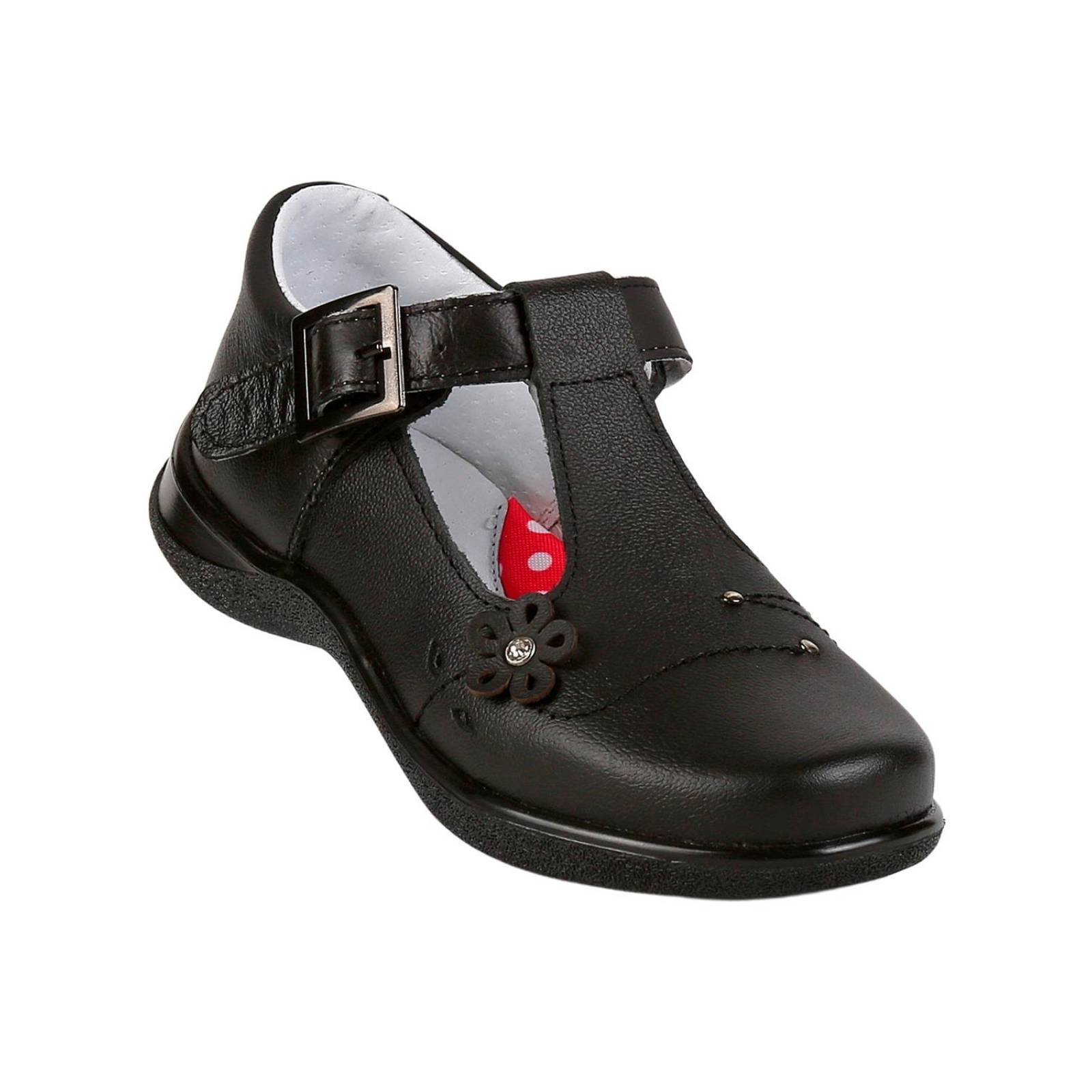 Zapato Niña Escolar Negro Piel Chicle Fresa 18803802 