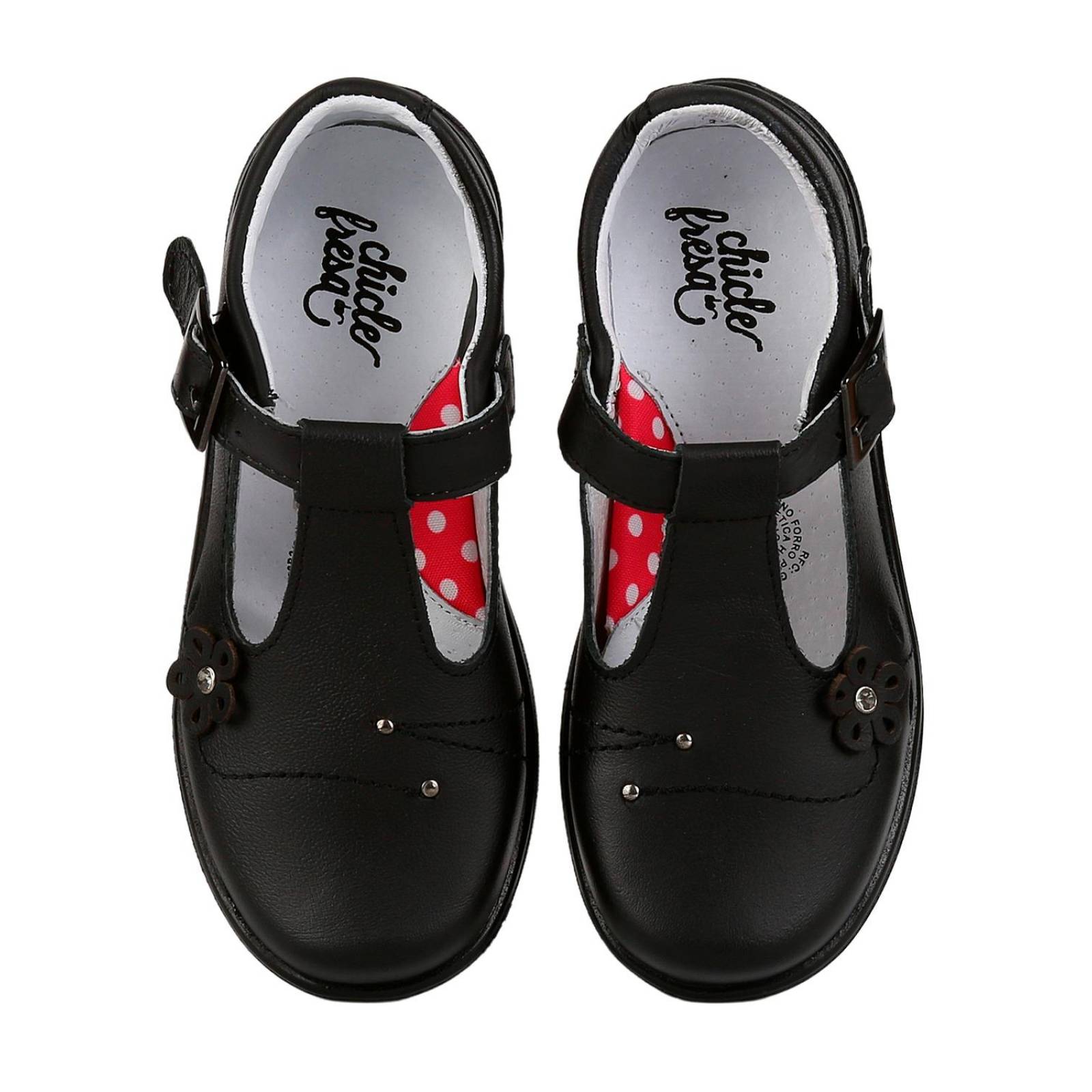 Zapato Niña Escolar Negro Piel Chicle Fresa 18803802 
