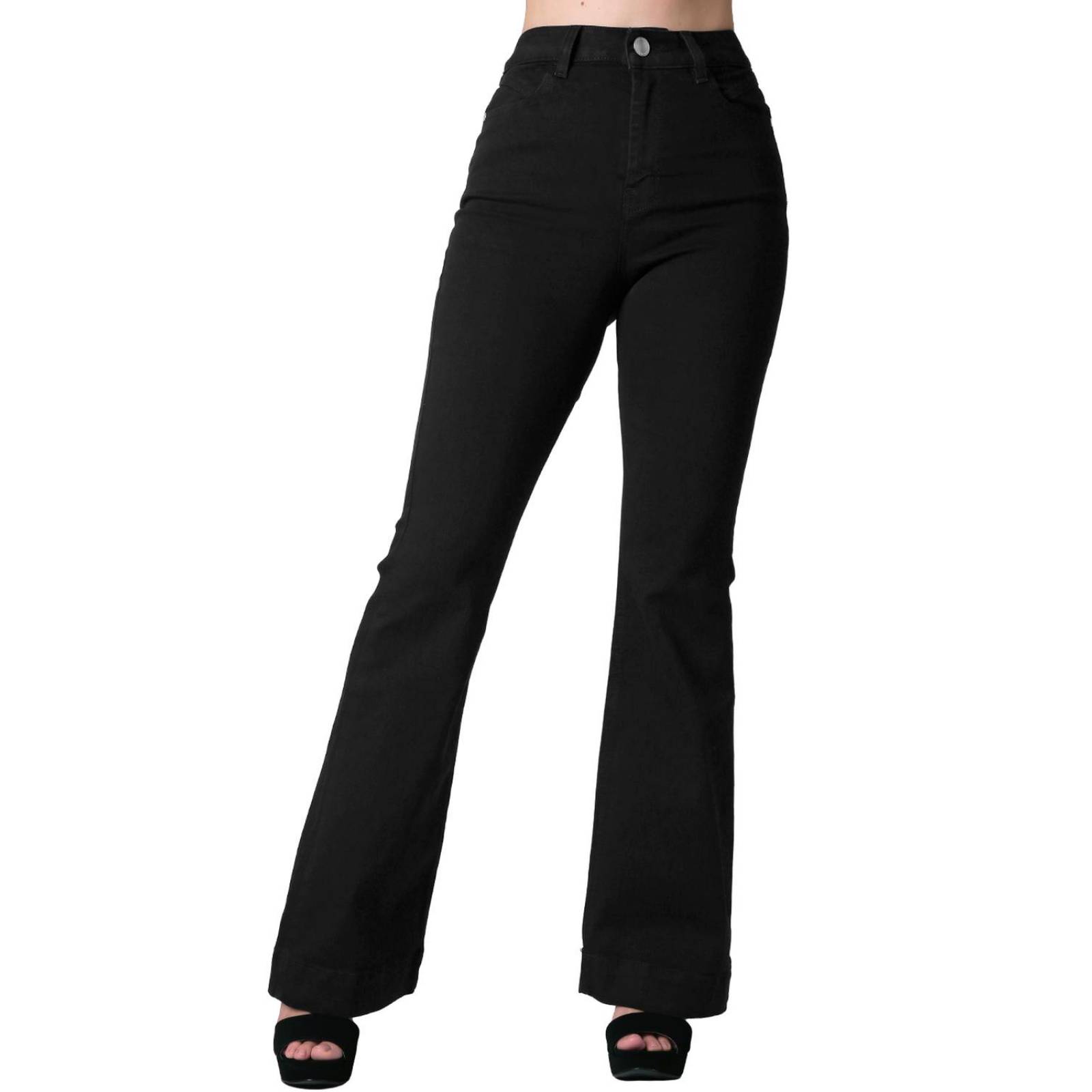 Jeans Mujer Moda Acampanado Negro Oggi 59104608 