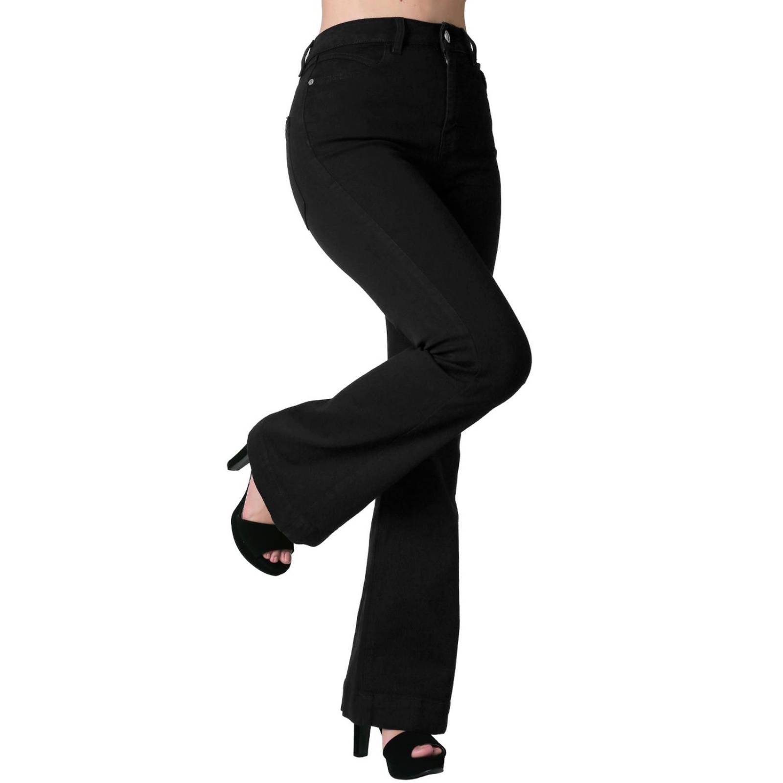 Jeans Mujer Moda Acampanado Negro Oggi 59104608 