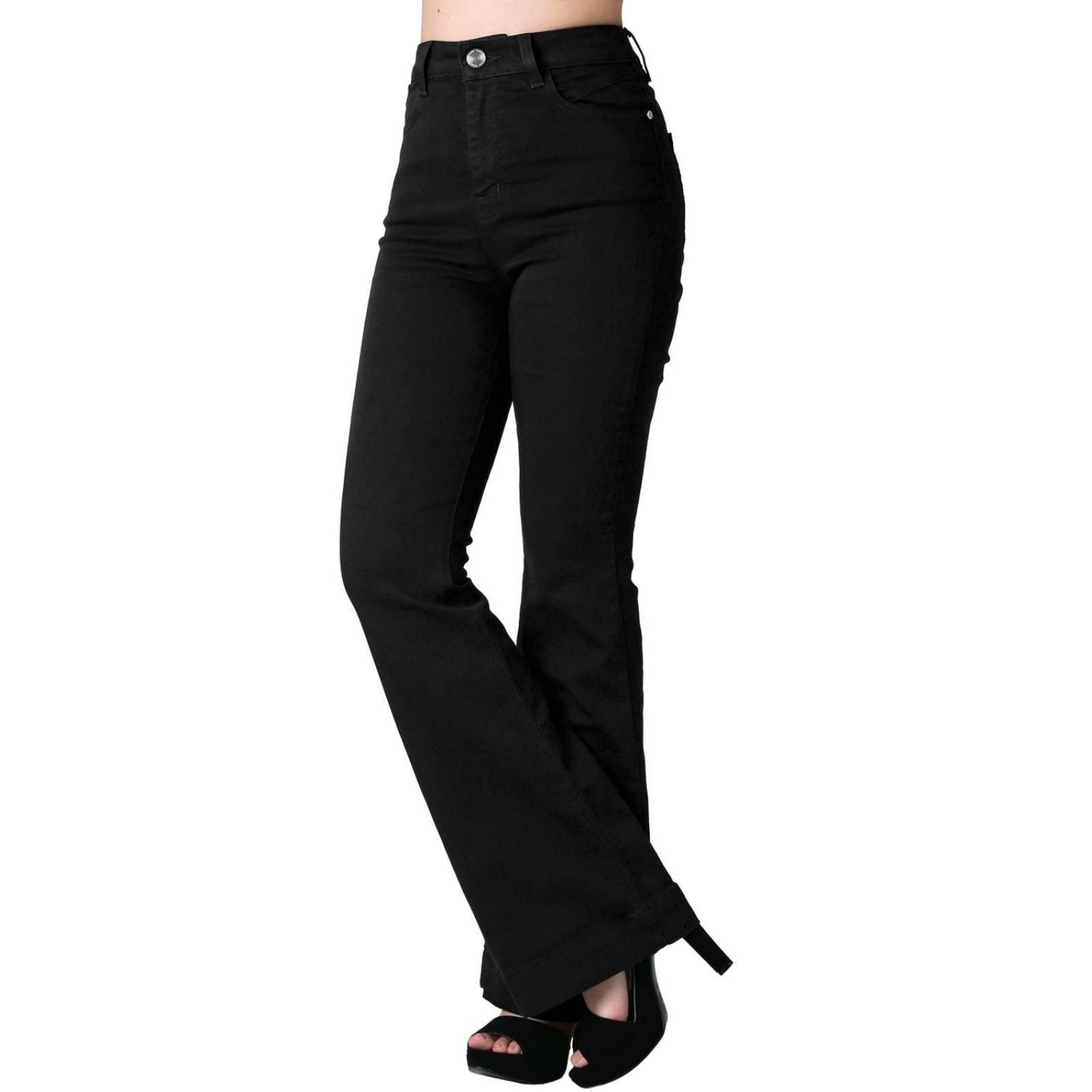 Jeans Mujer Moda Acampanado Negro Oggi 59104608 