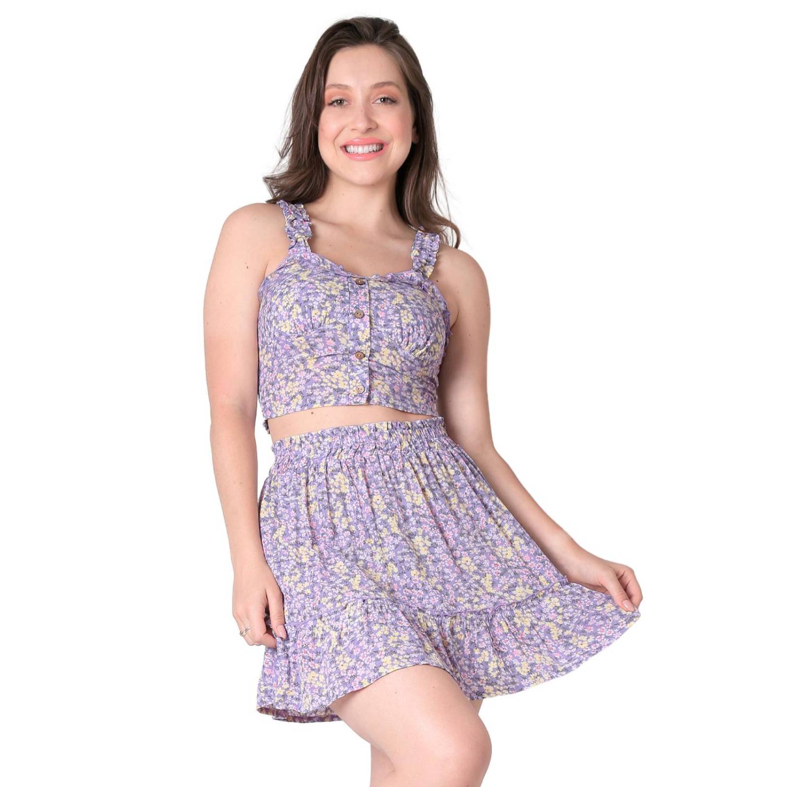 Conjunto 2 Piezas Blusa Y Falda Mujer Casual Lila Stfashion 50904721 