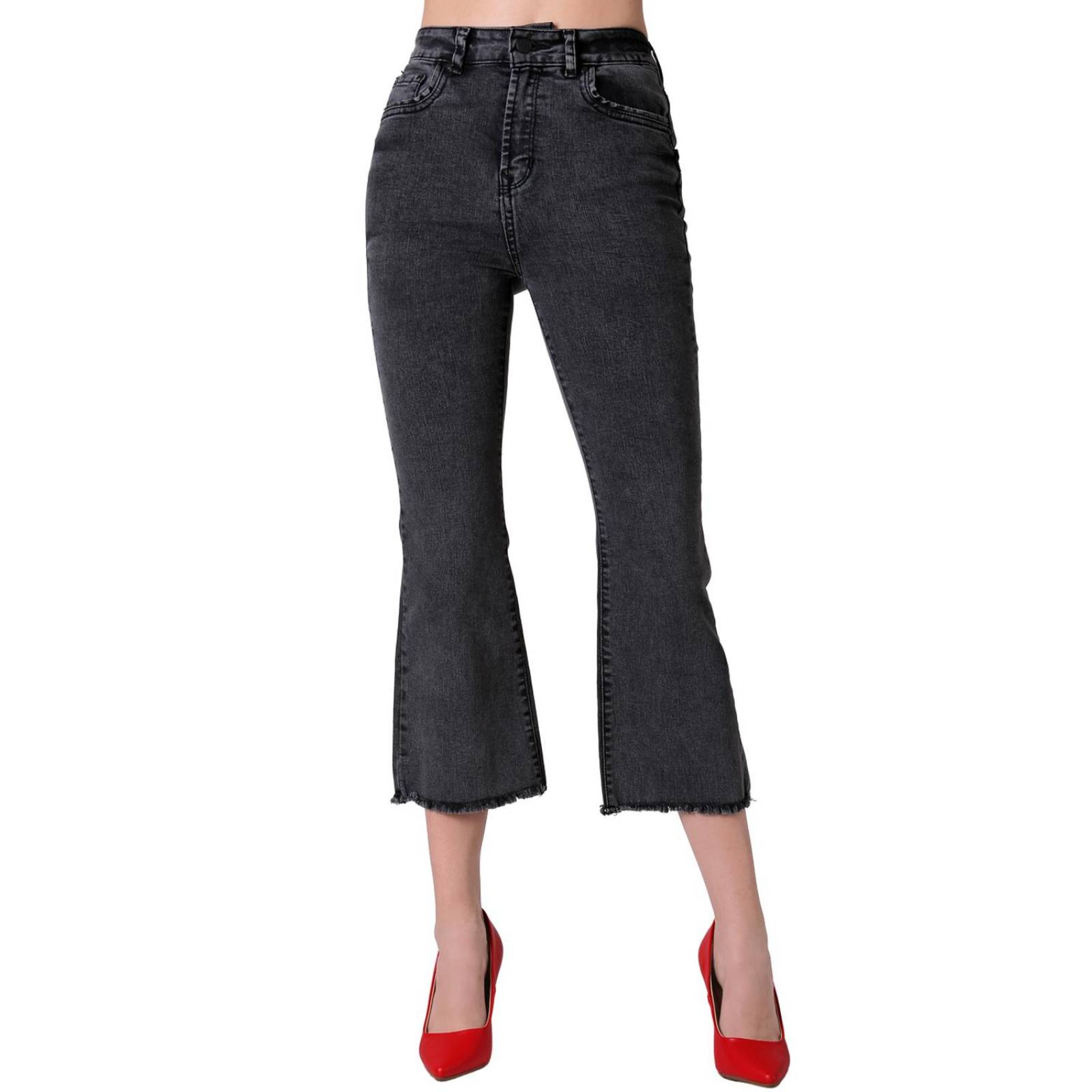 Jeans Moda Acampanado Mujer Gris Furor 62106442 