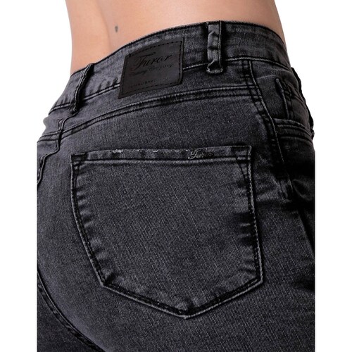 Jeans Moda Acampanado Mujer Gris Furor 62106442 