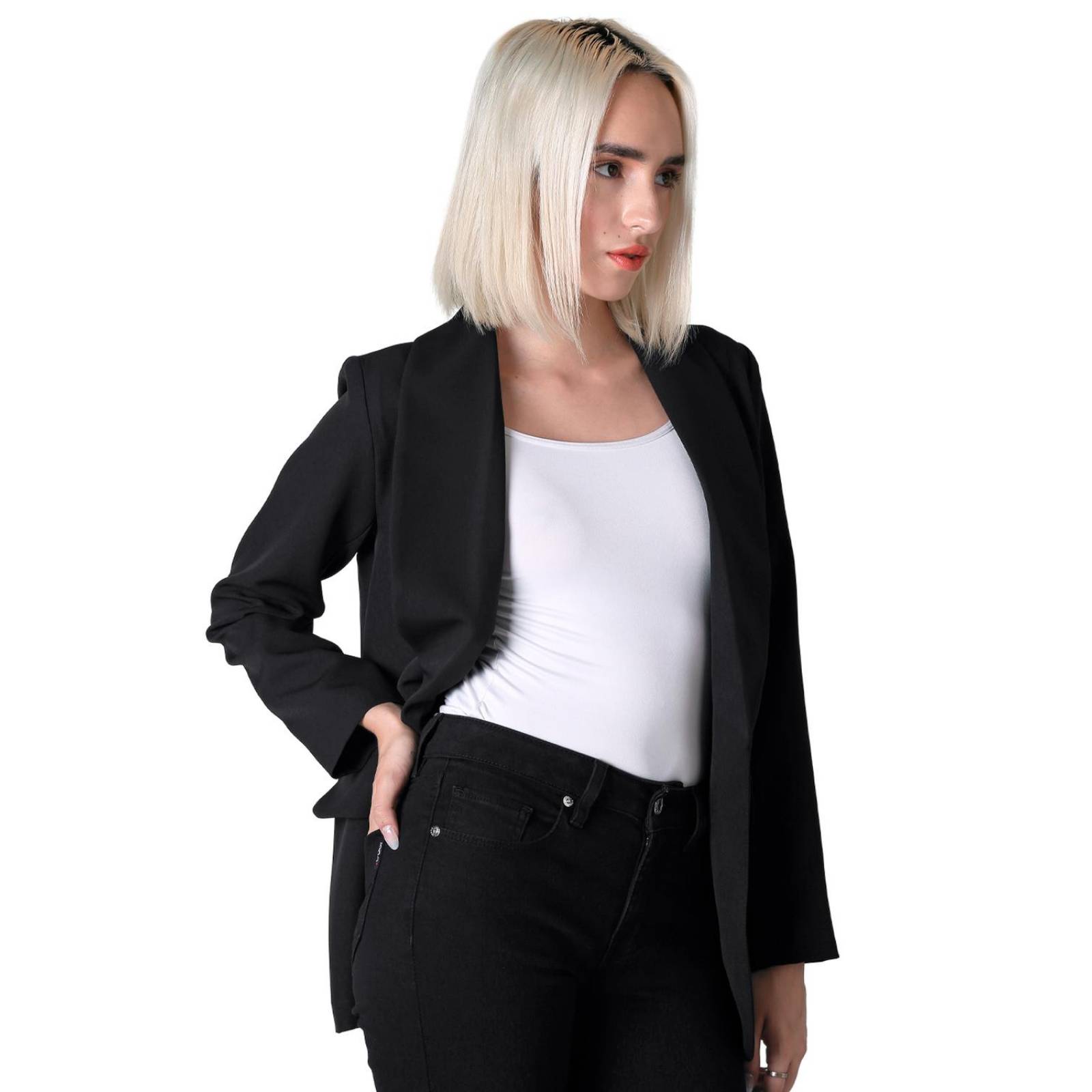 Saco Formal Blazer Mujer Negro Stfashion 72904623 