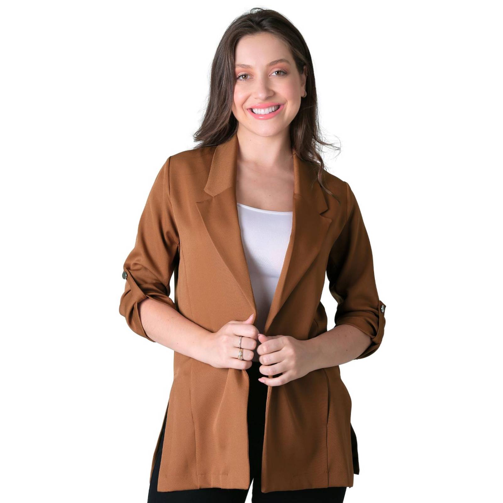 Saco Formal Blazer Mujer Café Stfashion 79304625 